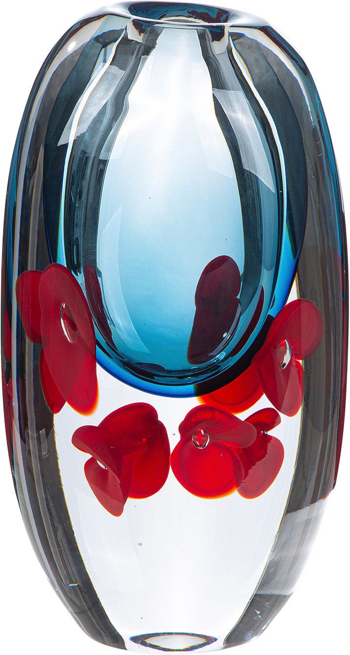 GILDE Tischvase Vase Rose Blumenmotiv (1 St), Dekovase, Glas, Blumenvase, Blumenmotiv, romantisch, Designvase