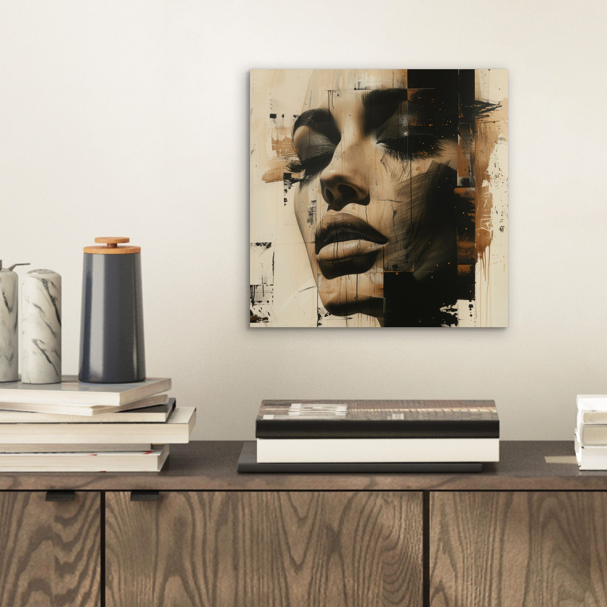 MuchoWow Metallbild Frau - Gesicht - günstig online kaufen