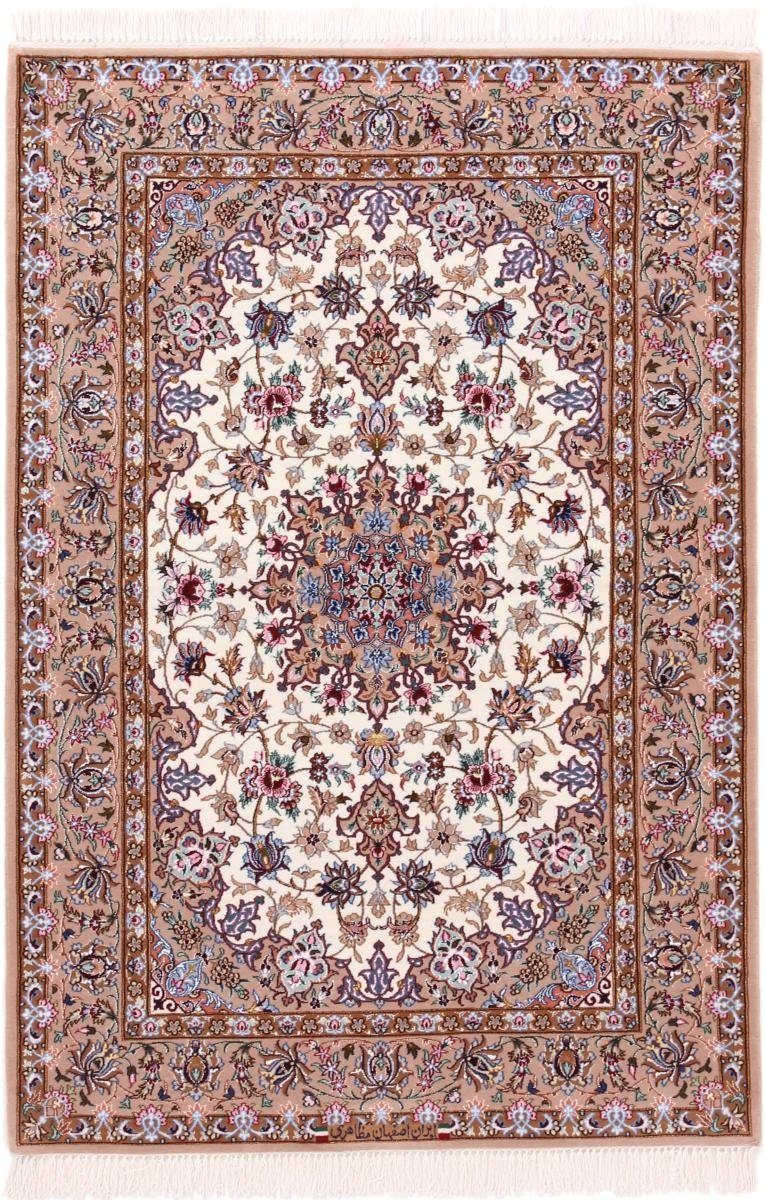 Orientteppich Isfahan Seidenkette 111x160 Handgeknüpfter Orientteppich, Nain Trading, rechteckig, Höhe: 8 mm