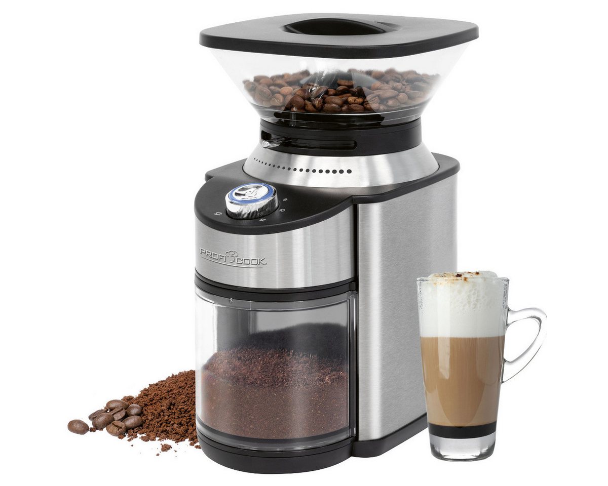 ProfiCook Kaffeemühle PC-EKM 1205, Kaffeemühle elektrisch mit Edelstahl-Kegelmahlwerk