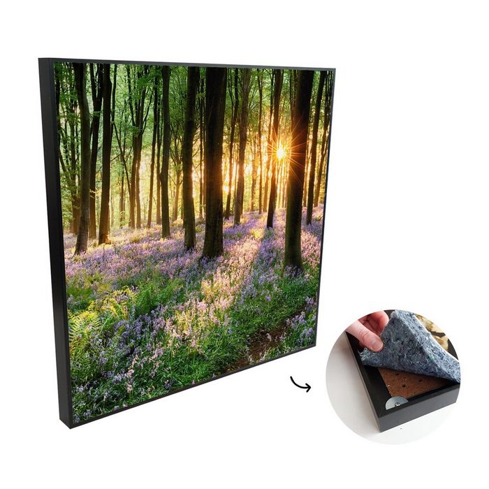 MuchoWow Akustikplatte Wald - Blumen - Lavendel - Sonne - Lila - Natur (1-St) Wandverkleidung gegen Akustik Moderne Gemälden Bild Malerei