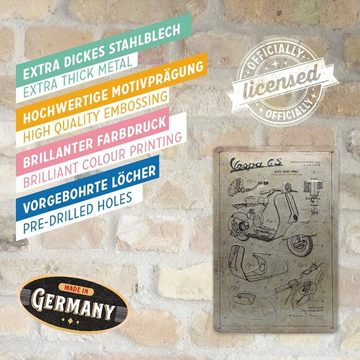 Nostalgic-Art Metallschild Blechschild 20 x 30cm - Vespa - Parts Sketches