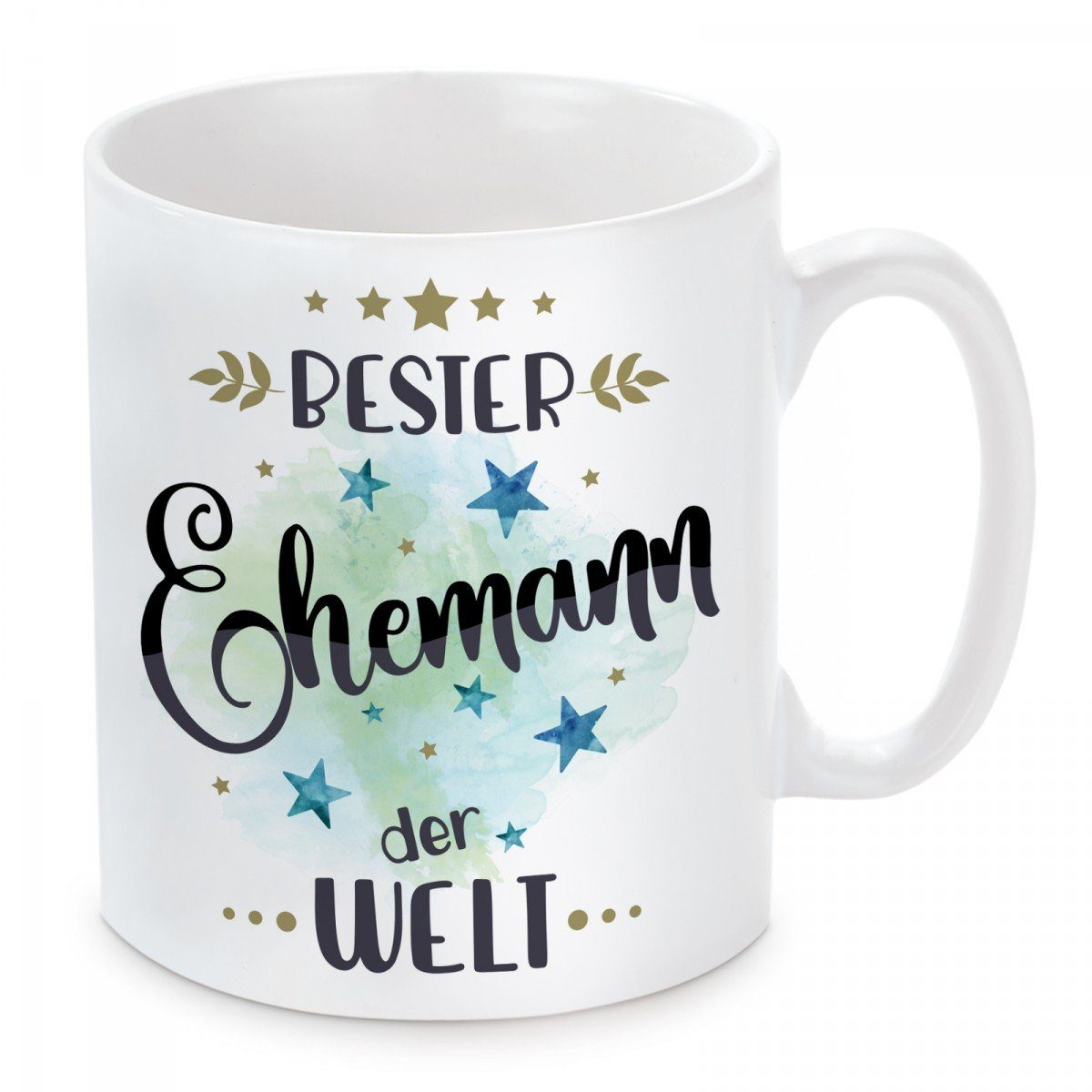 Herzbotschaft Tasse Kaffeebecher mit Motiv Bester Ehemann der Welt, Keramik, Kaffeetasse spülmaschinenfest und mikrowellengeeignet