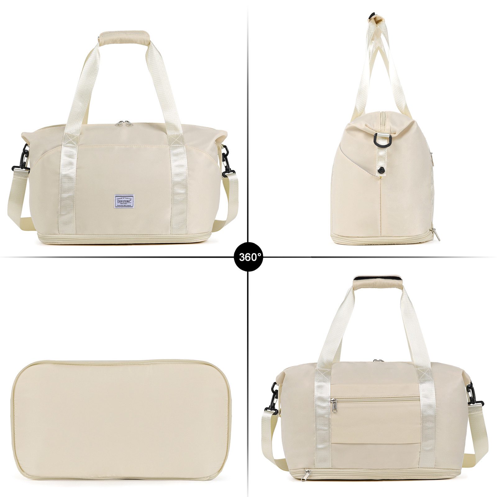 TAN.TOMI Reisetasche Erweiterbares Reisetasche Damen Herren Sporttasche 42x28x23 Handgepäck (Erweiterbares Weekender Bag mit Nassfach), Schwimmtasche Wasserdicht Travel Bag Fitnesstasche Trainingstasche