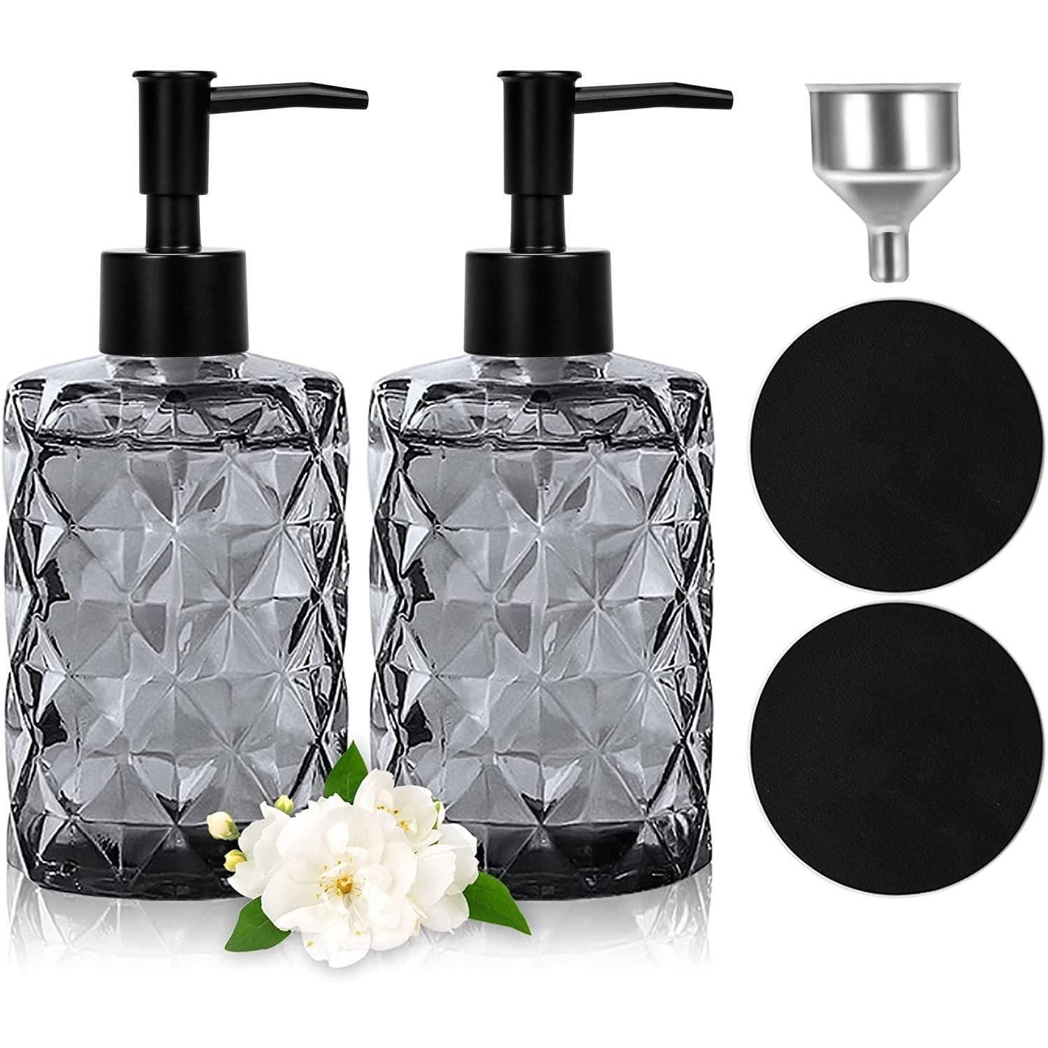 LuxusKollektion Seifenspender Seifenspender Glas Schwarz Vintage 330ml 2er-Pack