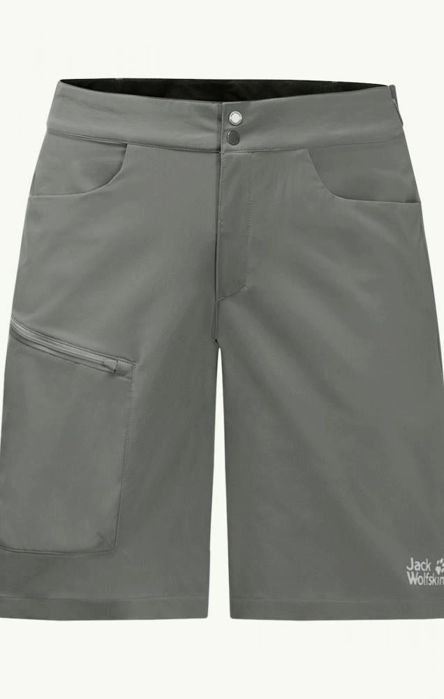 Jack Wolfskin Fahrradhose Jack Wolfskin Tourer Shorts M Synthetic Fiber Shorts Gecko Green Grey