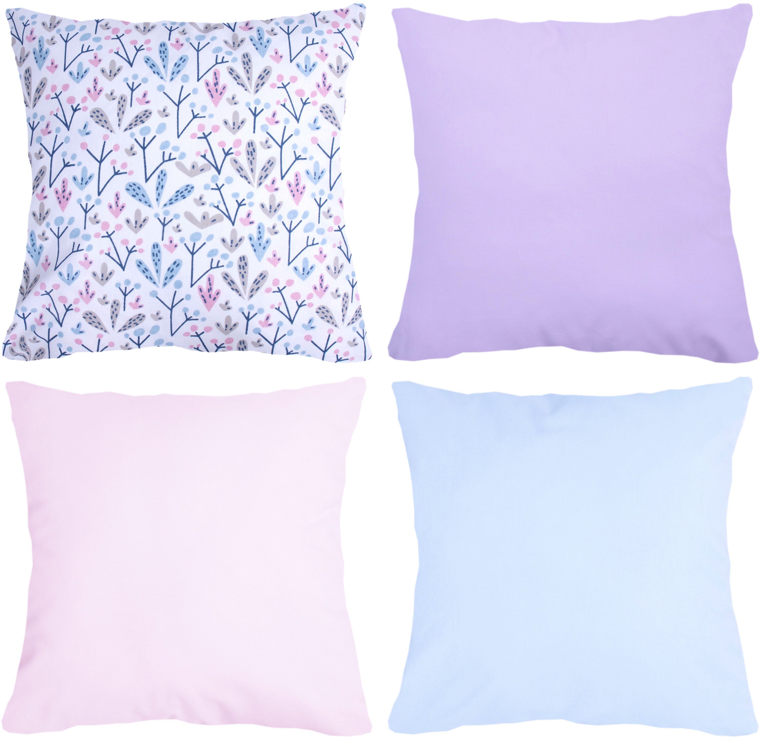 Amilian Dekokissen 4er Set - Dekokissen mit Füllung - 40x40 cm oder 50x50 cm - Kissen, Wunderschöne Muster