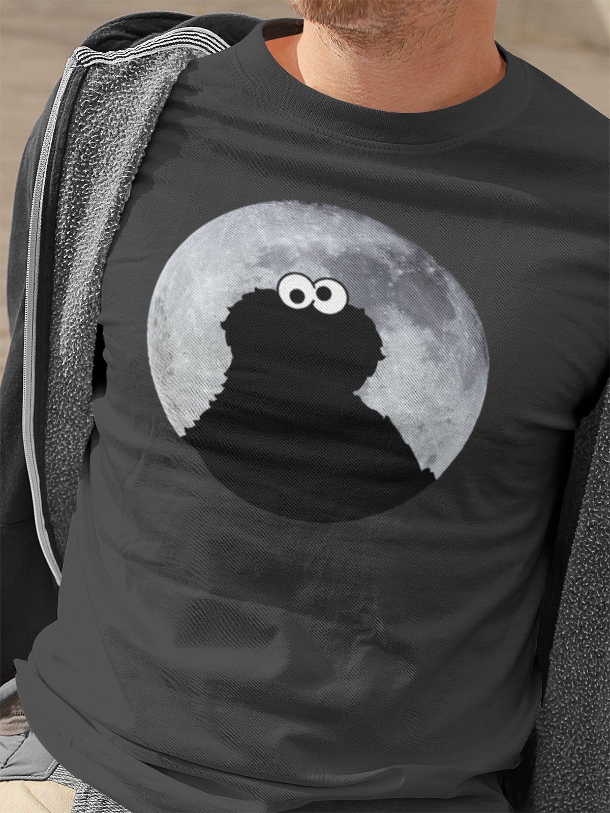 Monster Cookie T-Shirt Moonnight Sesamstrasse grey