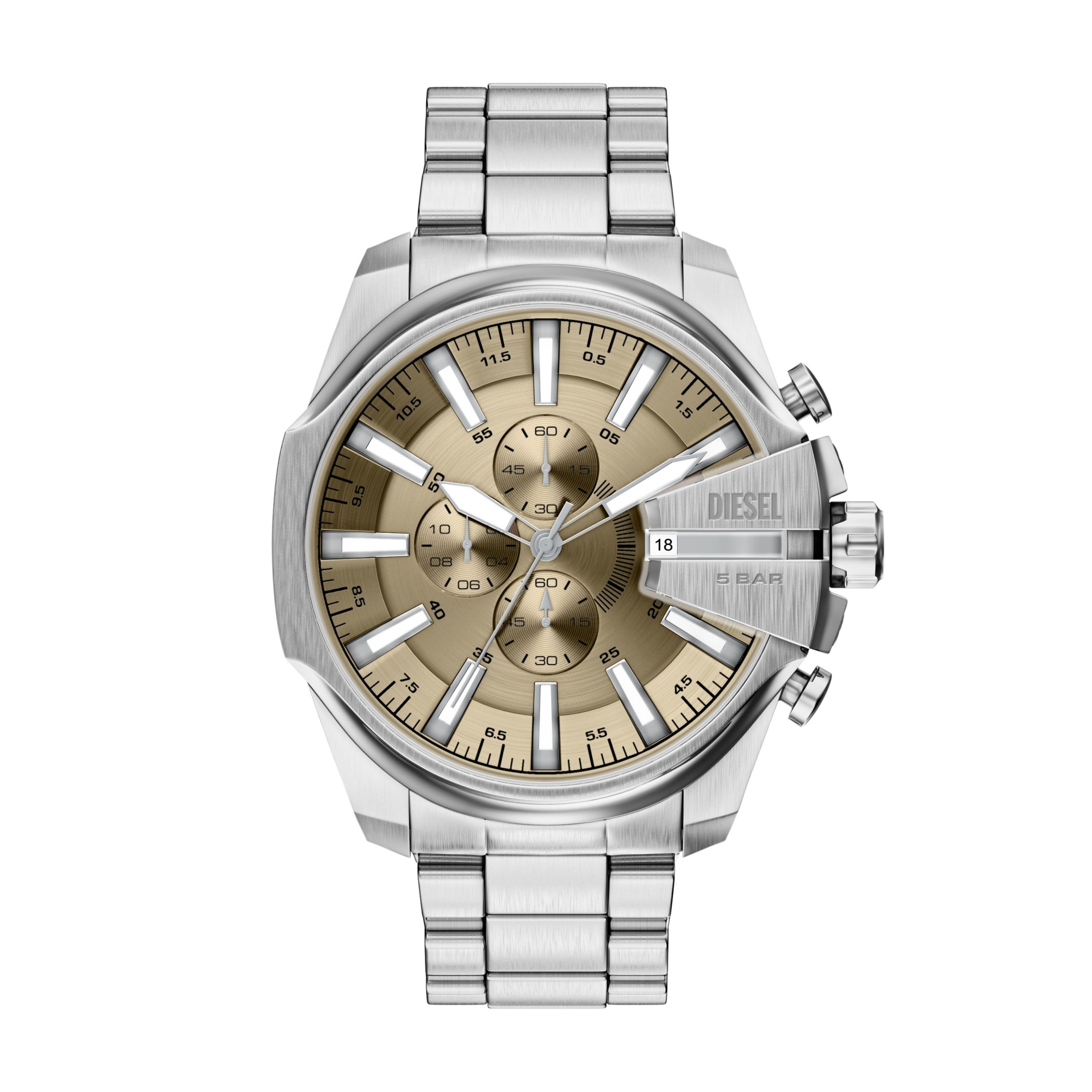 Diesel Chronograph Mega Chief Slim DZ4702, Quarzuhr, Armbanduhr, Herrenuhr, Edelstahlarmband, analog, Tag