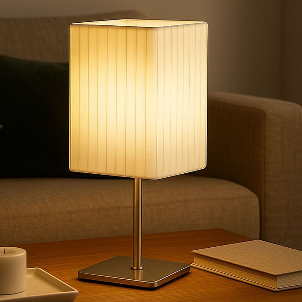 GLOBO LIGHTING Tischleuchte, Leuchtmittel nicht inklusive, Hochwertige Tischleuchte Metall chrom, Textil weiß - Globo BAILEY