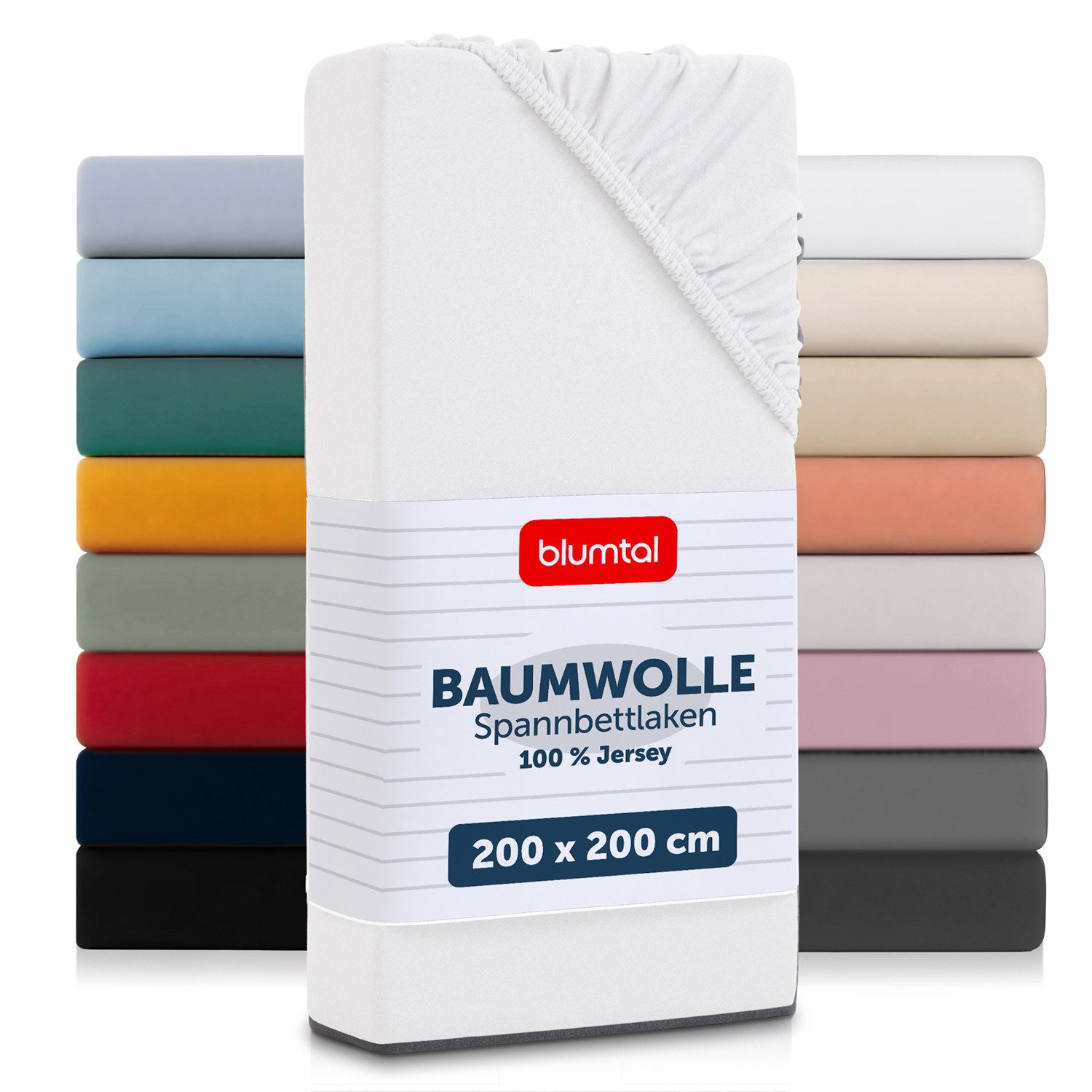 Blumtal Spannbettlaken Blumtal Basics 100% Baumwolle, Baumwolle, Gummizug: Rundum, (1 Stück), Jersey Bettlaken - atmungsaktiv, strapazierfähig und faltenfrei