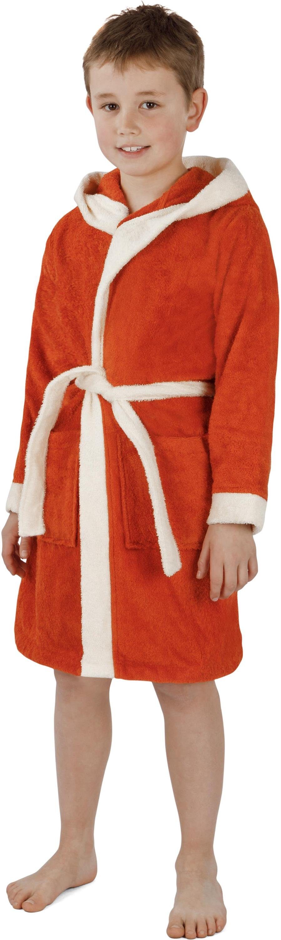 normani Kinderbademantel Kinder Bademantel aus Bio-Baumwolle Elounda, Bio-Baumwolle, Kapuze, Bindegürtel, Kinderbademantel aus weichem und schadtsofffreiem Mate – Bild 4 von 5