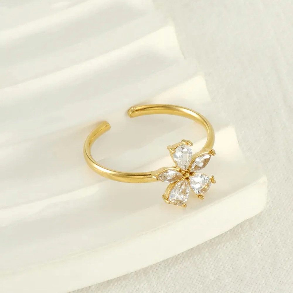 Eyecatcher Fingerring Offener Blumen Ring mit günstig online kaufen