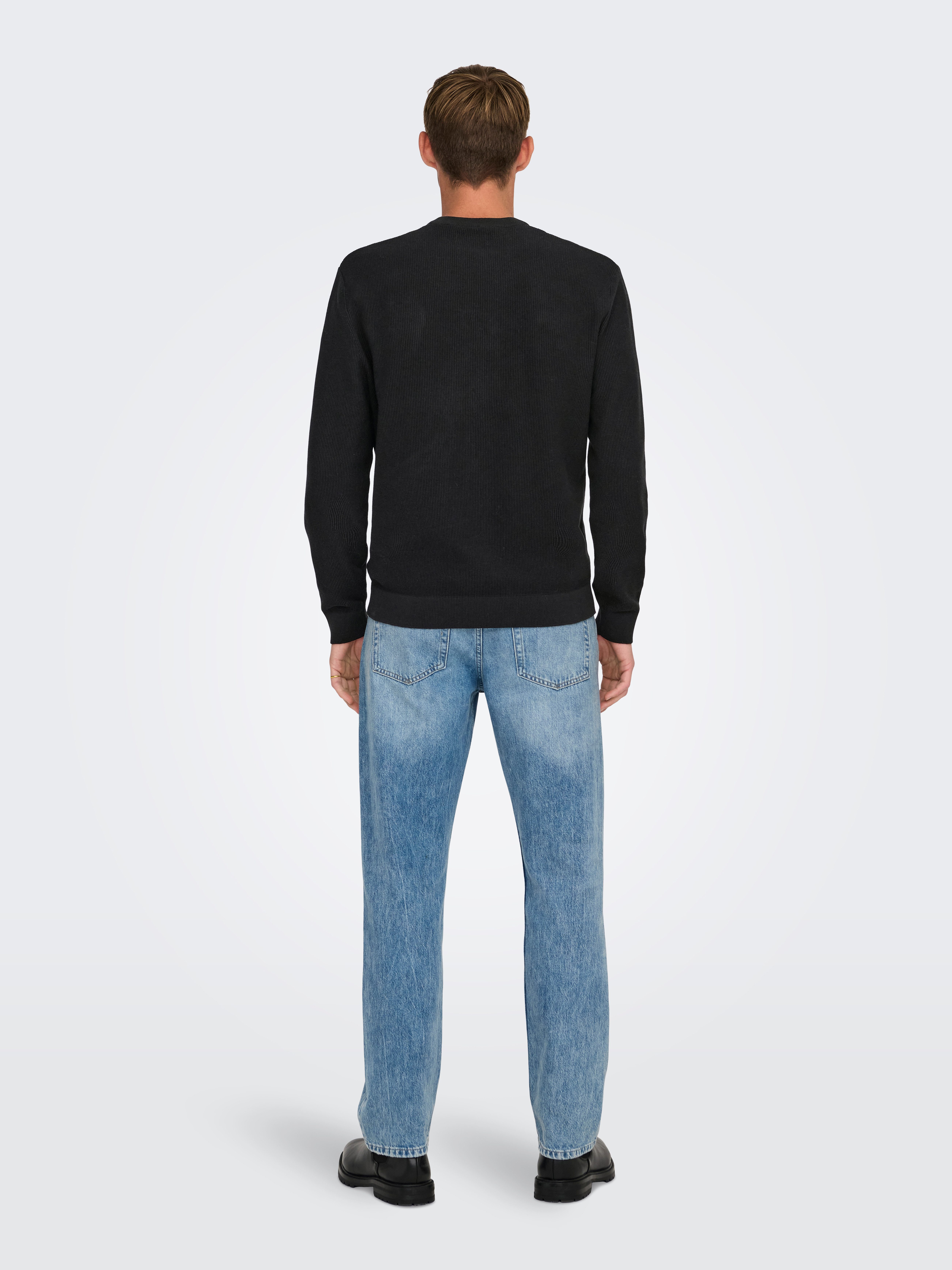 ONLY & SONS Rundhalspullover ONSTONY DS 12 LS WAFFLE CREW KNIT Baumwolle, relaxed fit
