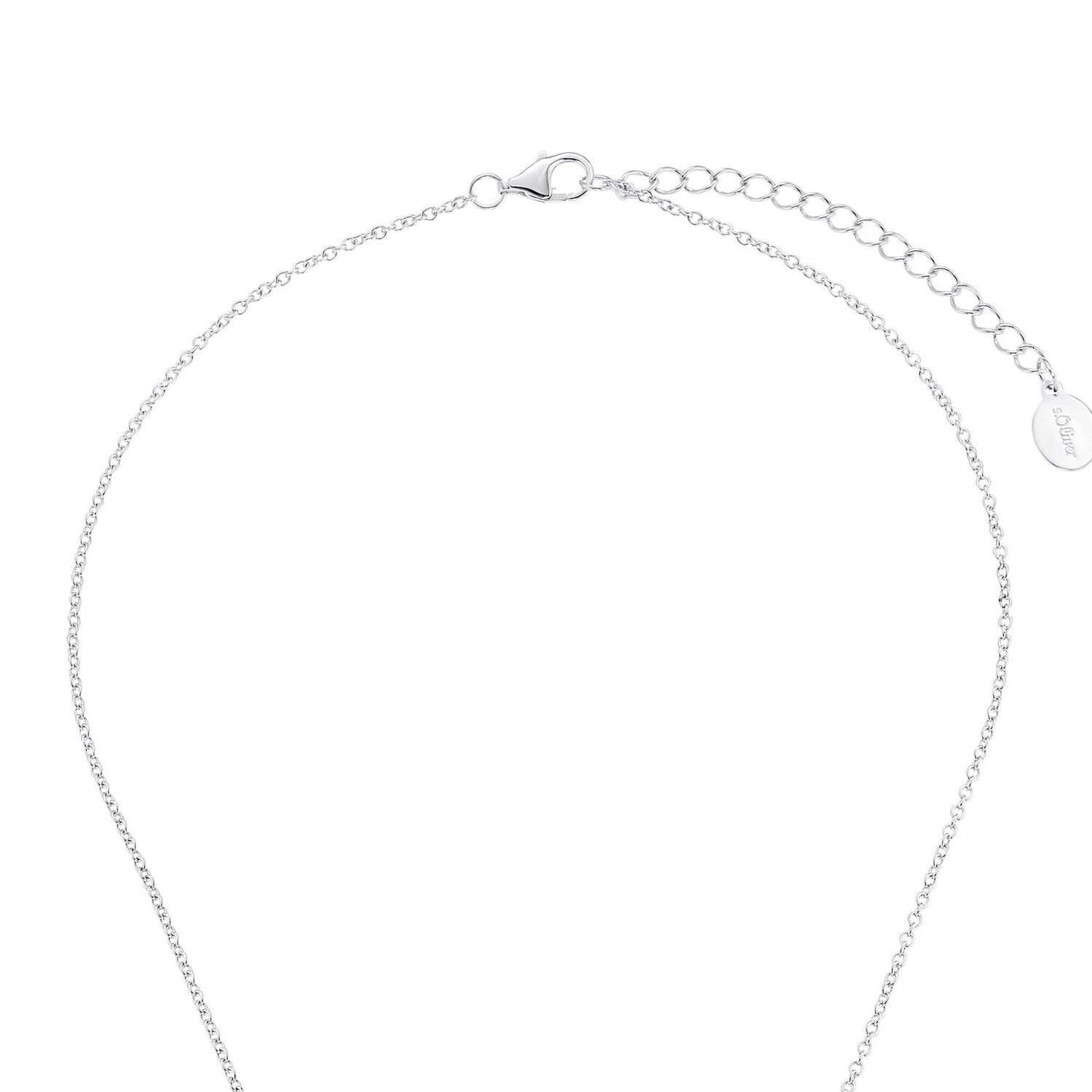 s.Oliver Silberkette für Damen, 925 Sterling mit Zirkonia synth., Kette Anhänger) Silber, Zwillinge (1-tlg