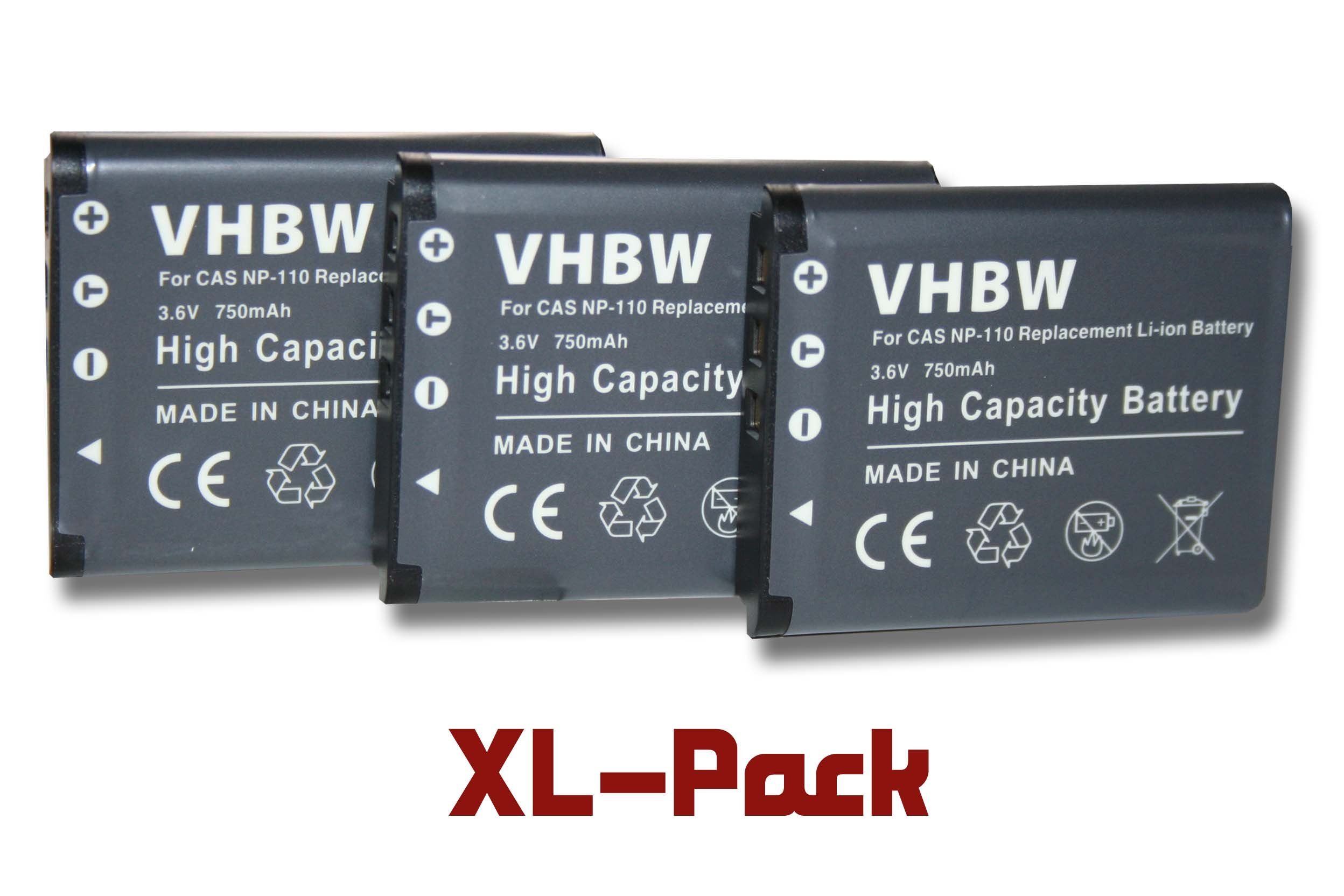 vhbw Kamera-Akku Ersatz für 750 für Casio NP-110 3,6V, mAh Li-Ion) (750mAh, Kompakt Foto
