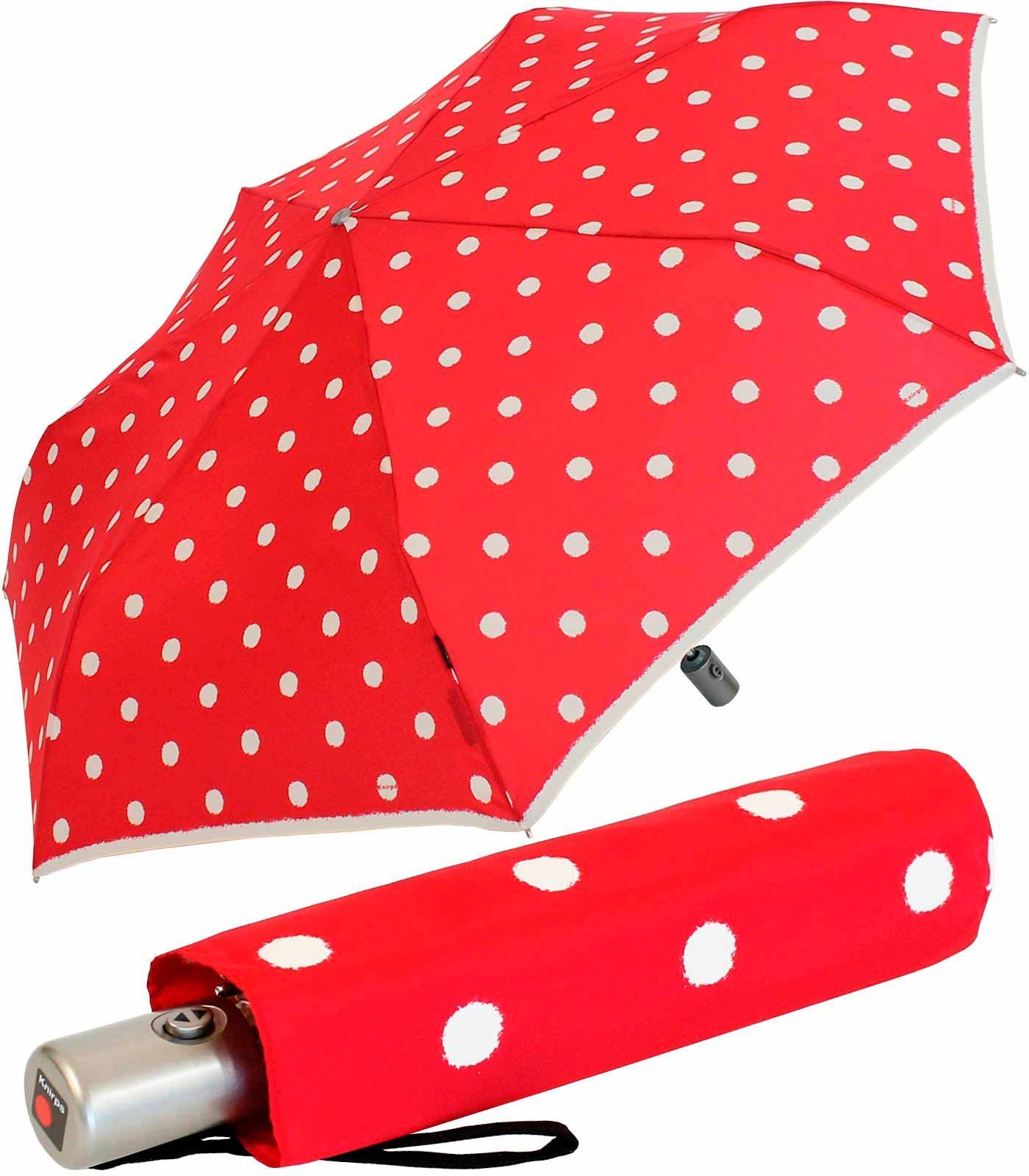 Dot mit - jede in Auf-Zu Tasche immer Taschenregenschirm Slim Duomatic dabei, Art red, Automatik Knirps® passt