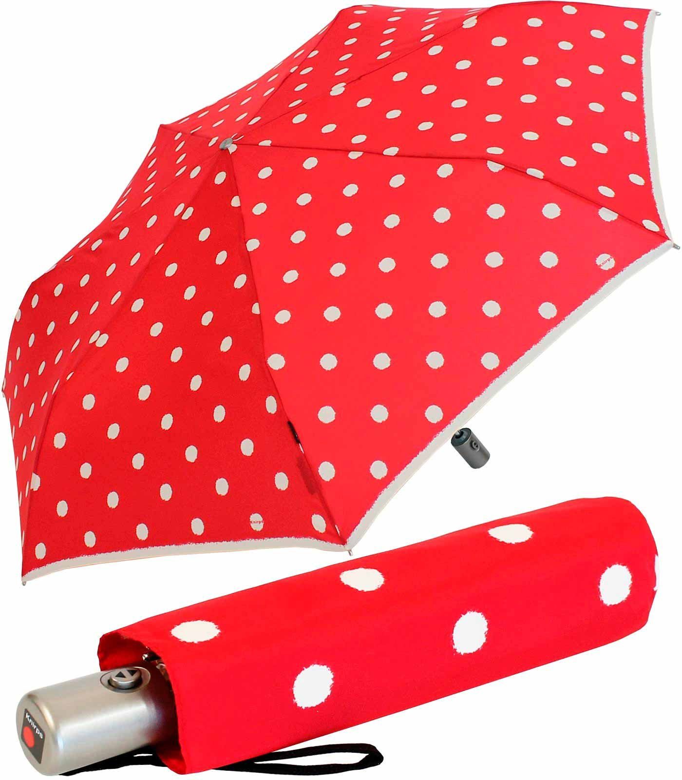 Knirps® Taschenregenschirm Slim Duomatic Auf-Zu Automatik - Dot Art red,  immer mit dabei, passt in jede Tasche