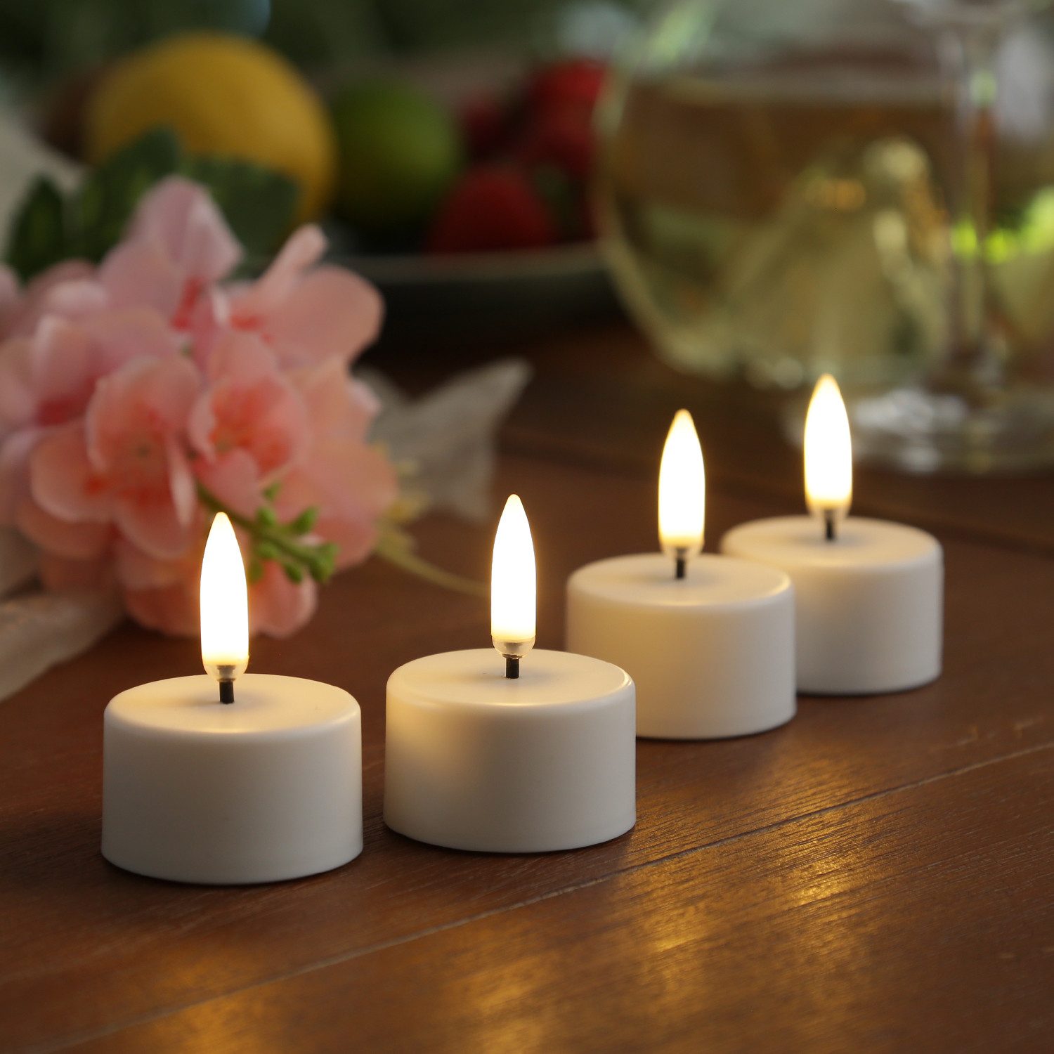 UYUNI Lighting LED-Kerze LED Teelichter Uyuni Timer bis 400 Std. D: 3,4cm mit Batterie 4er Set (4-tlg)