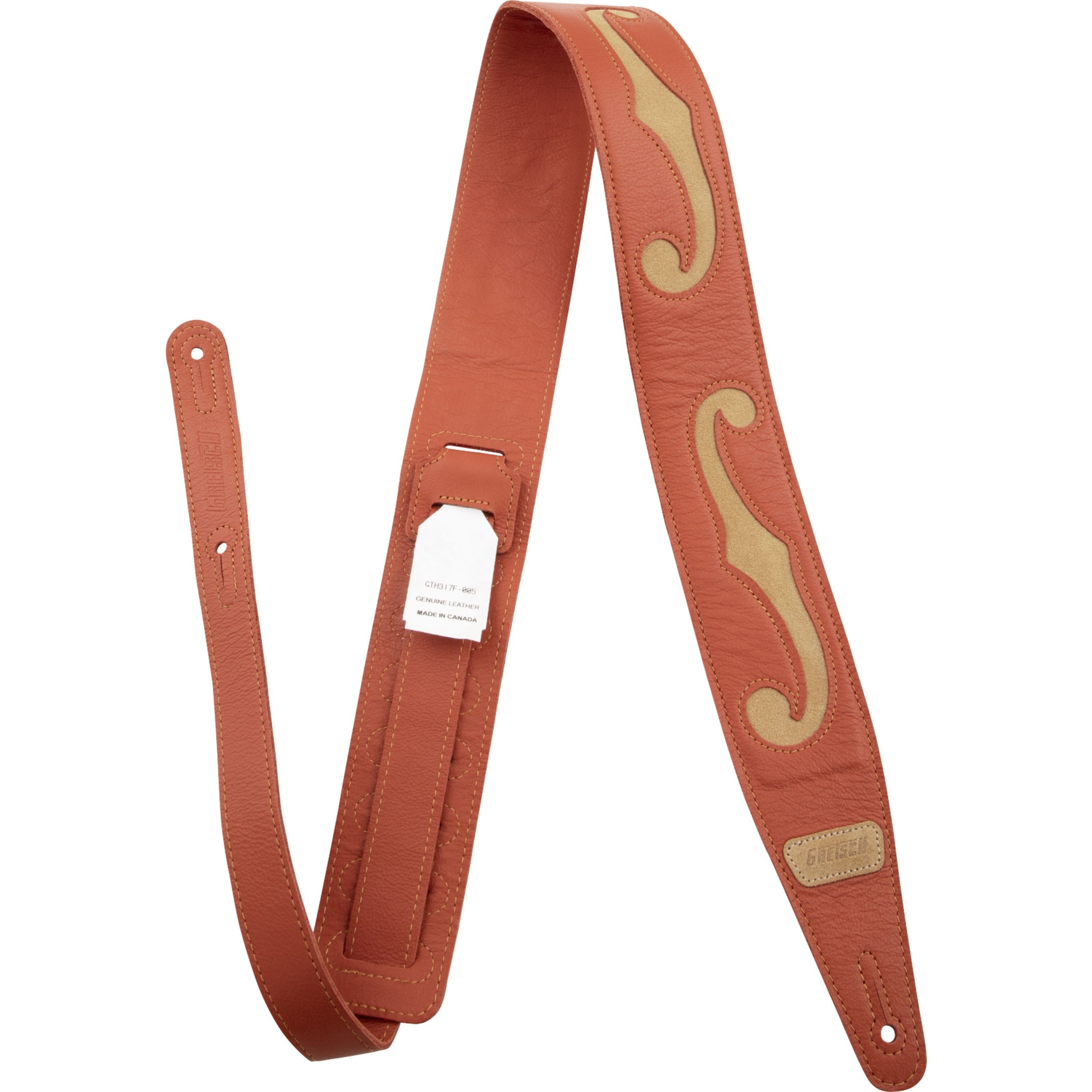 Gretsch Gitarrengurt, F-Holes Leather Strap Orange and Tan - Gitarrengurt