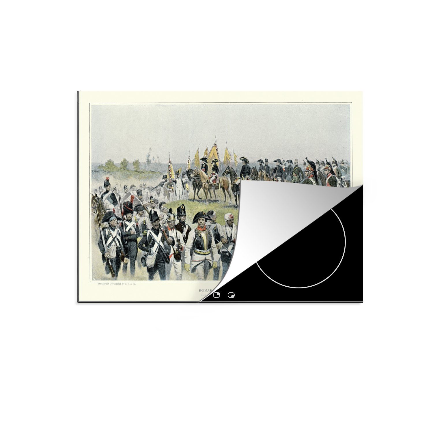 MuchoWow Herdblende-/Abdeckplatte Illustration von Napoleon Bonaparte mit einer Armee, Vinyl, (1 tlg), 70x52 cm, Mobile Arbeitsfläche nutzbar, Ceranfeldabdeckung