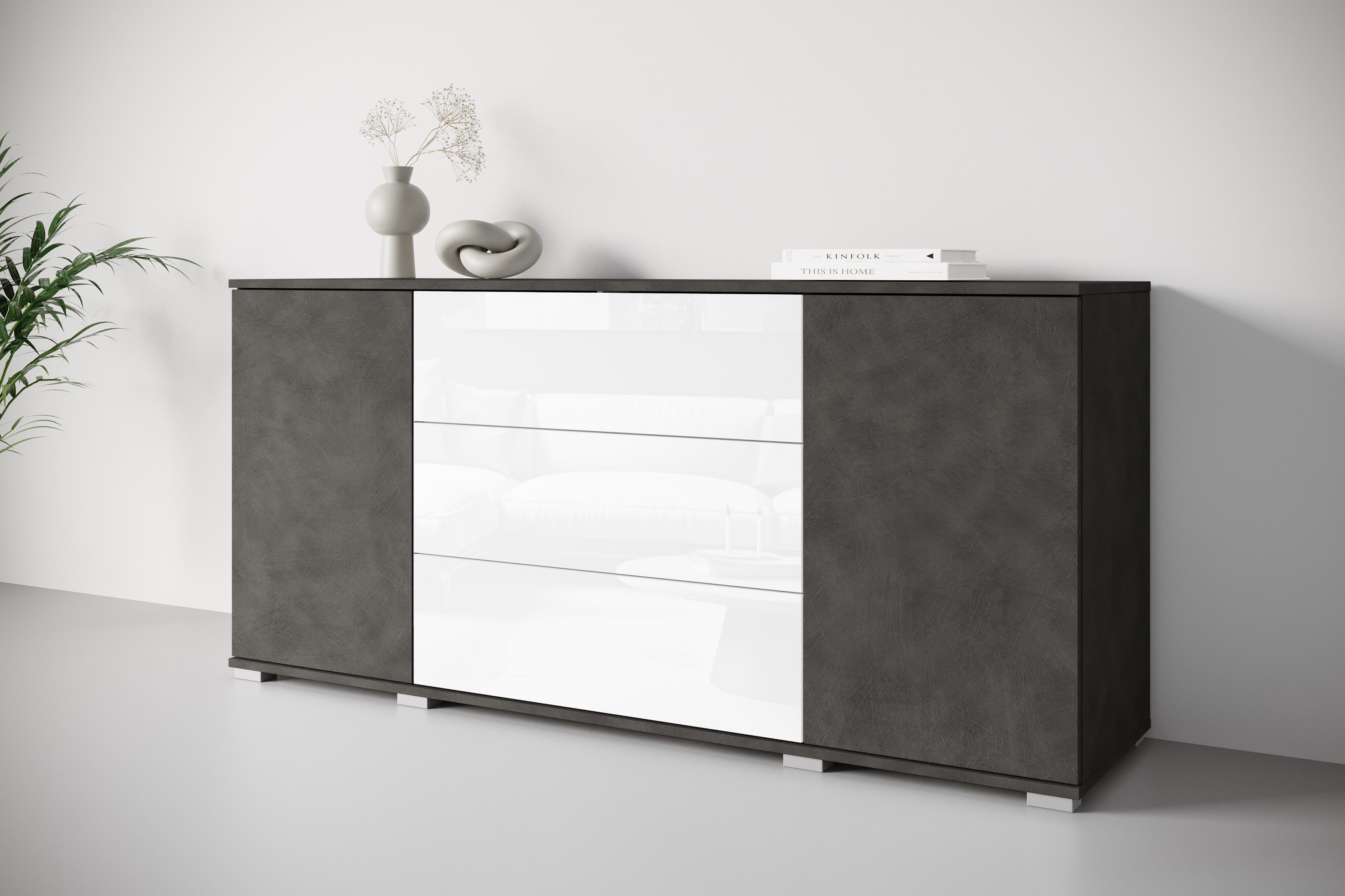 INOSIGN Sideboard Kenia, Kommode für das Schlafzimmer/Wohnzimmer (1 St), Modernes Sideboard mit 3 Schubladen und 4 Fächern, Breite 150 cm