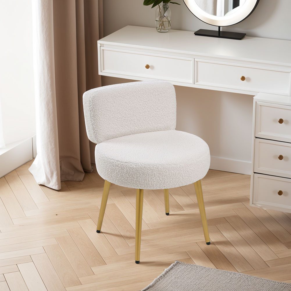 LIVINGANDHOME Polsterstuhl Schminktischhocker mit edlem Teddystoffbezug günstig online kaufen