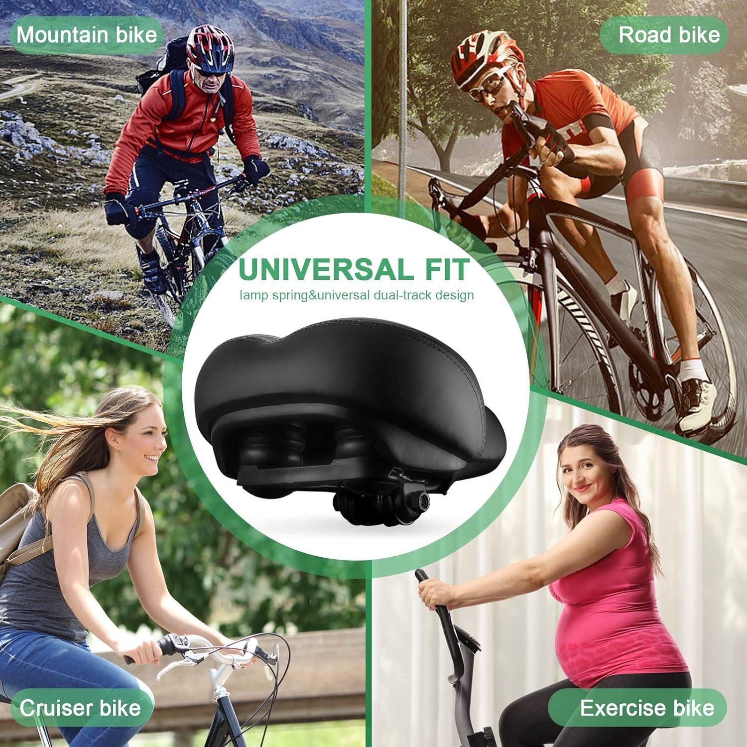 Toomoke Fahrradsattel Ergonomisch, Reflexstreifen, Universal-Adapter, E-Bike/MTB,Universal (Universeller Ersatzsattel für Heimtrainer, MTB, E-Bike, Cityrad & Rennrad,Atmungsaktiv,mit Werkzeug, Mit wasserdichter Abdeckung), Wasserdicht Leder,mit überzug & Schraubenschlüssel
