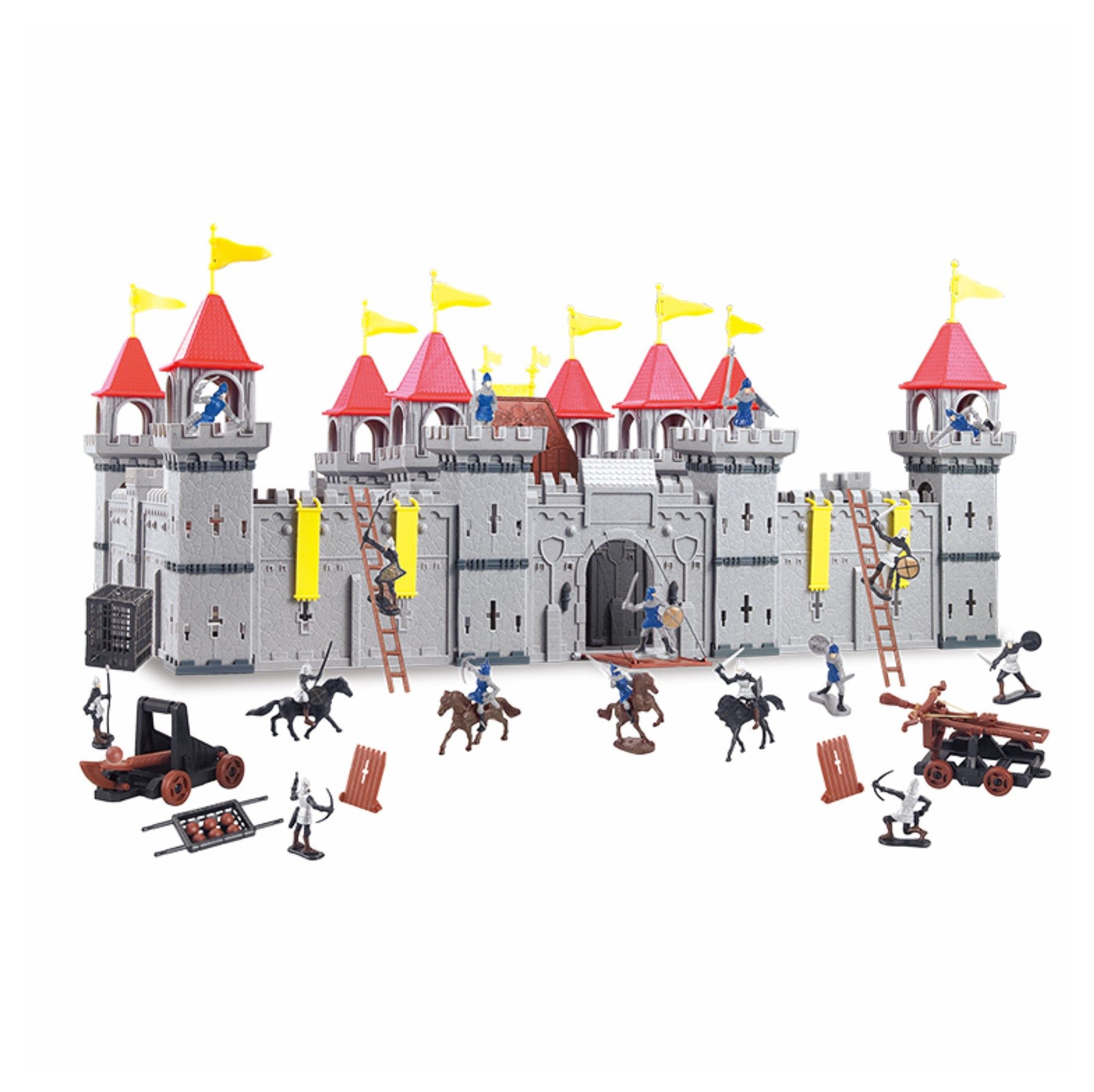 TikTakToo Spielzeug-Ritterset große Ritterburg schwarz silber, mit Ritterfiguren und Zubehör