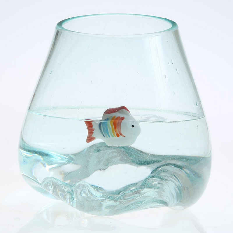 MARELIDA Dekofigur Fisch Teichdeko Tierfigur schwimmend Porzellan bunt Regenbogen L: 6cm (1 St)