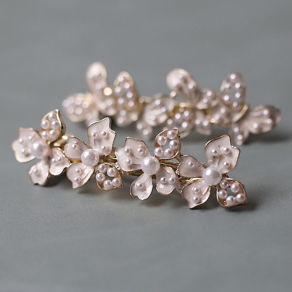 The Beauty House Haarspange Haarklammer Haarkamm Haarschmuck mit Blumen und Perlen, für Hochzeit, Party und besondere Anlässe