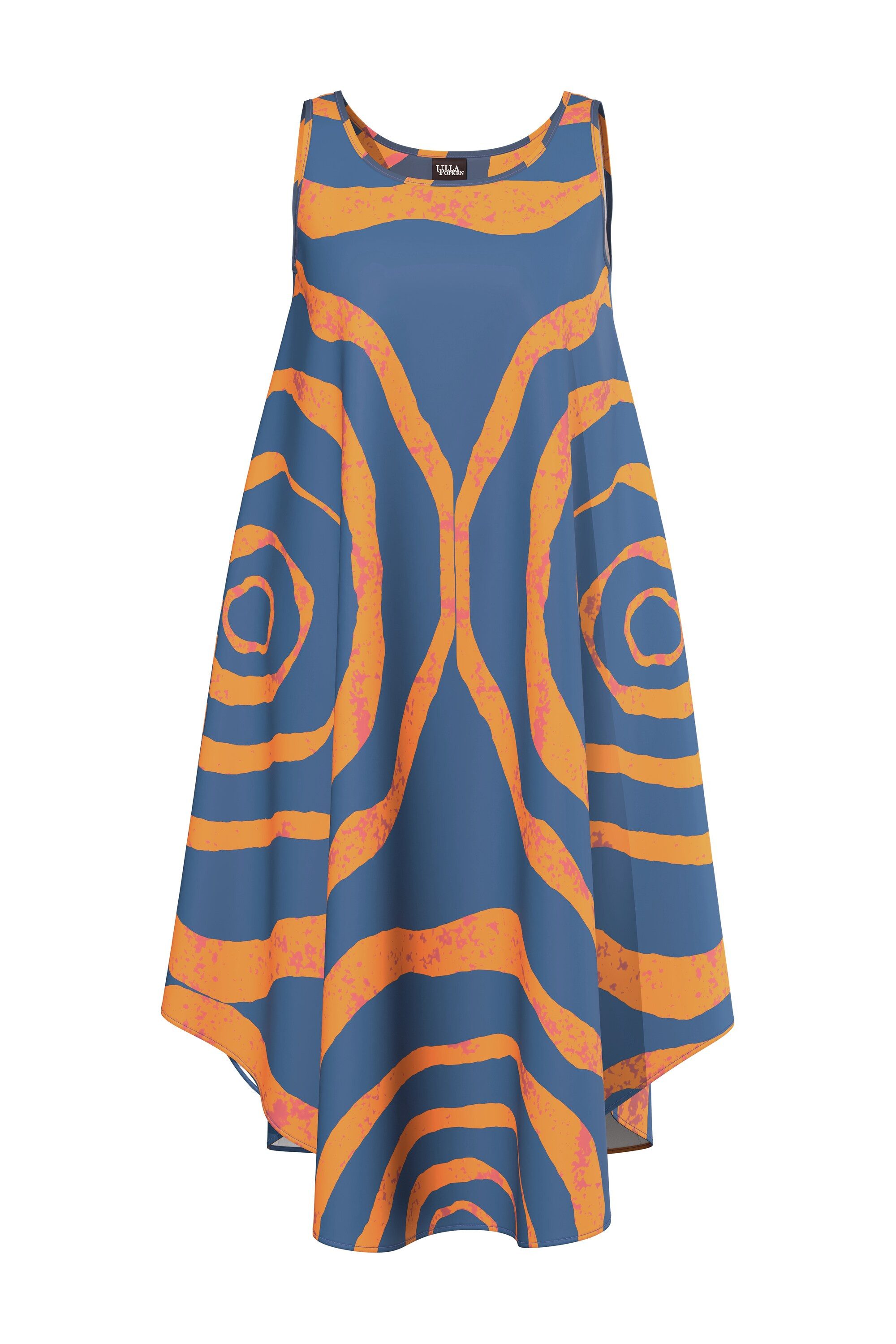 Ulla Popken Maxikleid Midikleid Kreise A-Linie Rundhals ärmellos günstig online kaufen