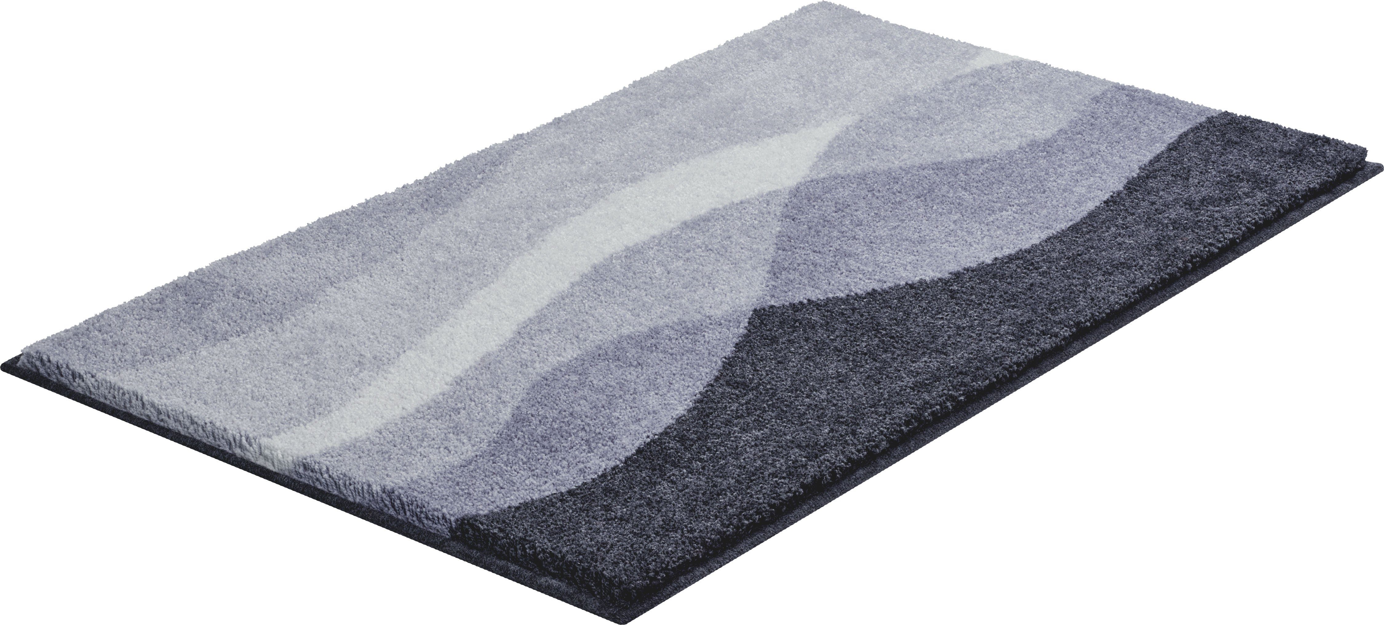 Grund Badematte Hills, Höhe 20 mm, rutschhemmend beschichtet, fußbodenheizungsgeeignet, Polyacryl, rechteckig, Badematte im Wellen-Design, mehrfarbiges Muster