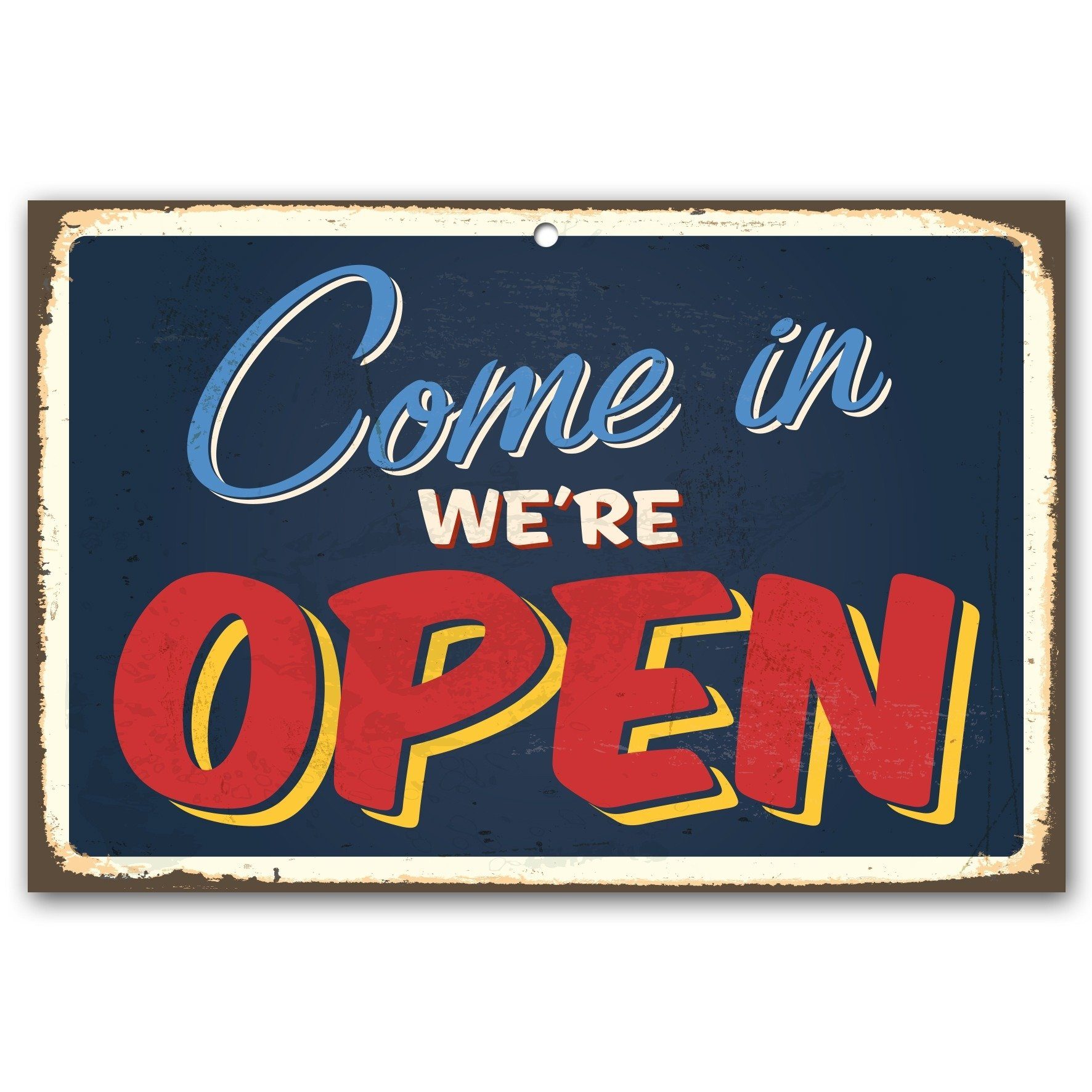 Wanddekoobjekt Come in we're OPEN