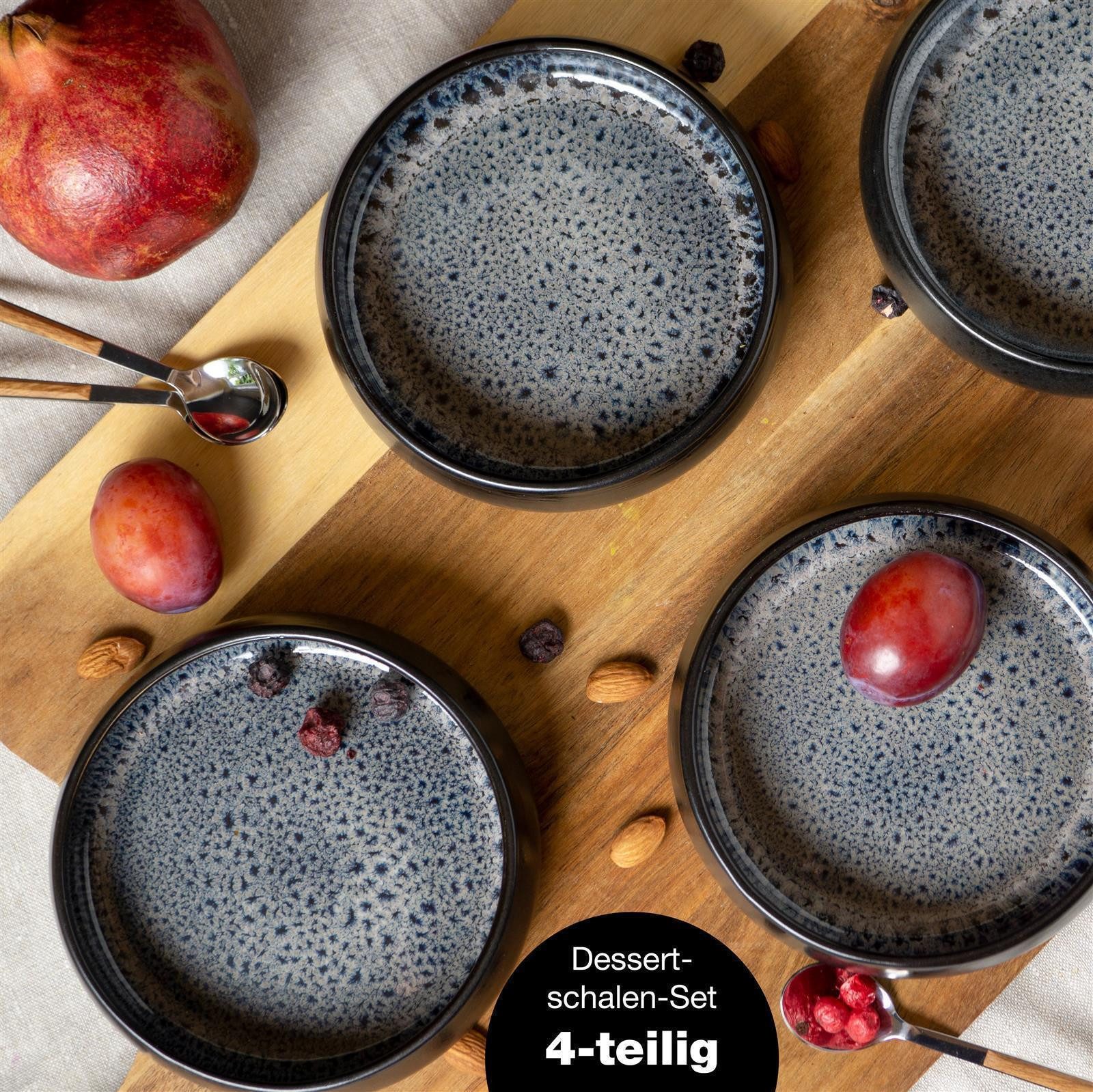 Moritz & Moritz Dessertschale SOLID 4x Dessertschale Grau, Steinzeug, (4er, 4-tlg), Steinzeug
