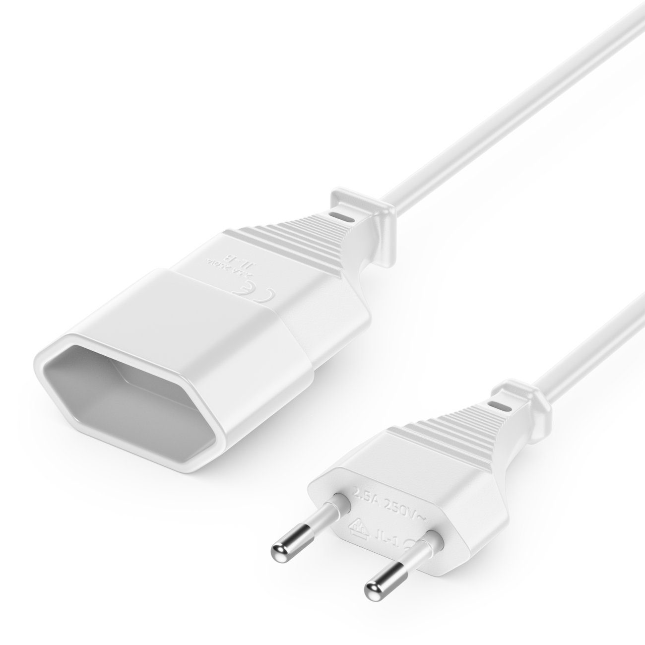 deleyCON deleyCON 1m Stromkabel Verlängerung Eurostecker auf Typ-C Euro Buchse Stromkabel