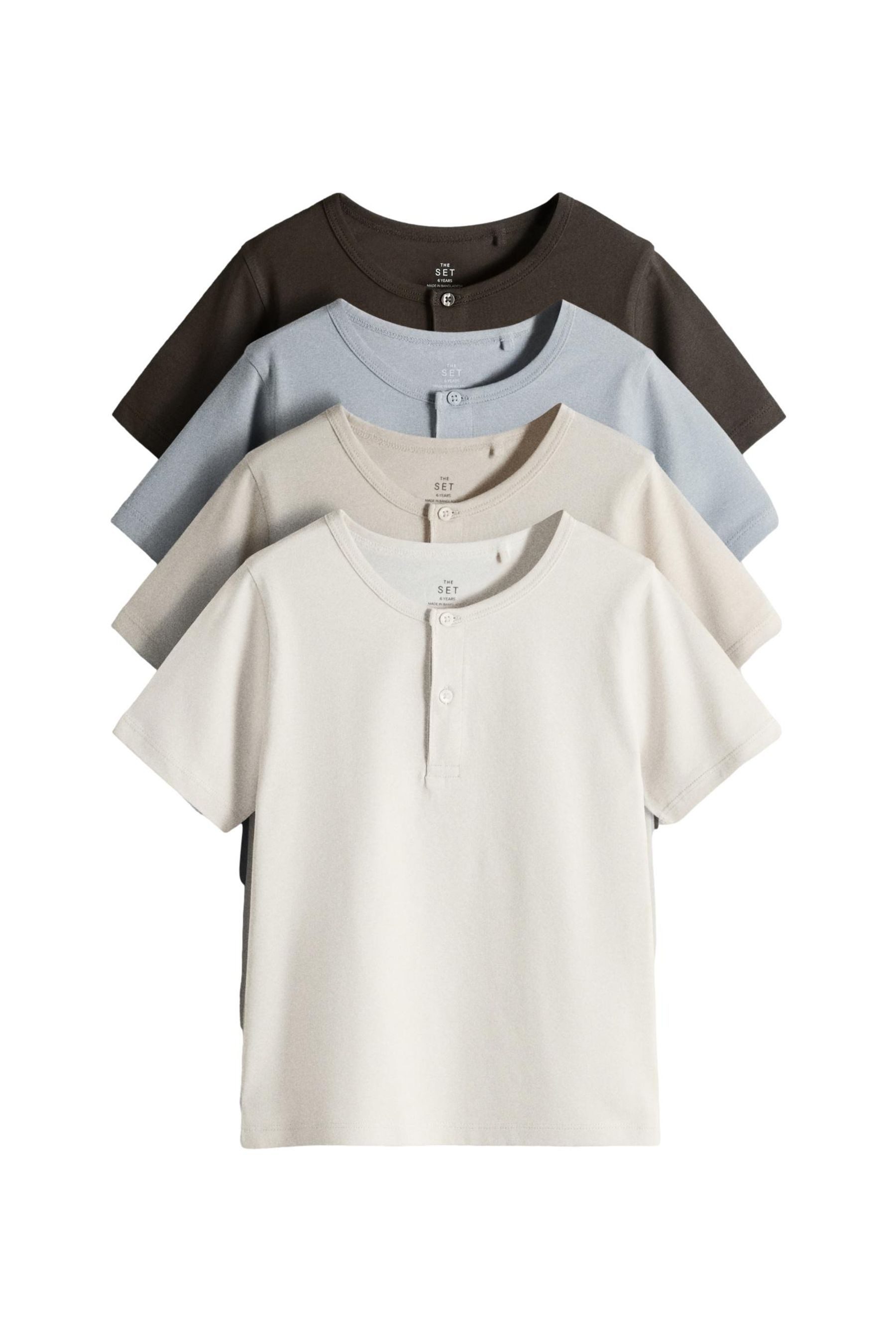 The Set Henleyshirt The Set Kurzärmelige Henley-T-Shirts, 4er-Pack (4-tlg)
