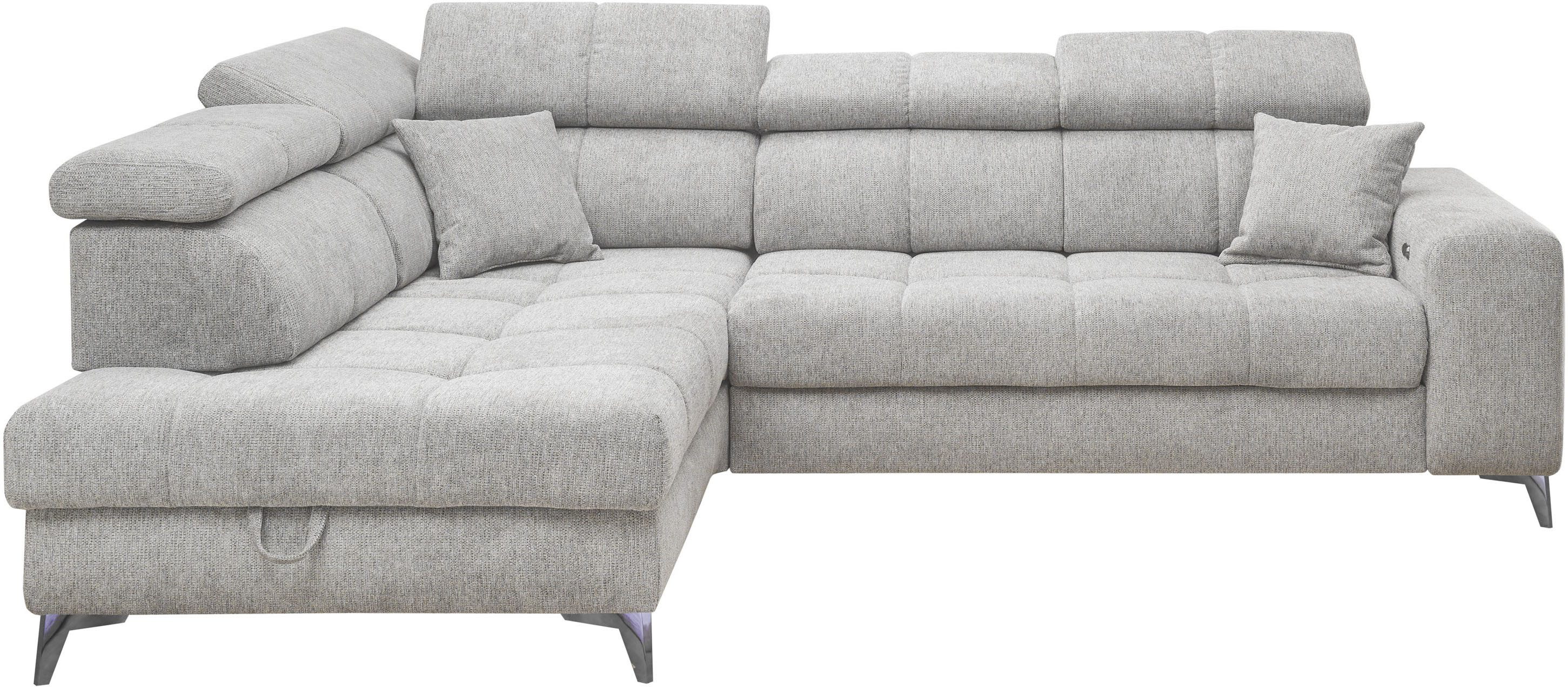 ED EXCITING DESIGN Ecksofa "Sydney L-Form", mit Bettfunktion, Bettkasten, K günstig online kaufen