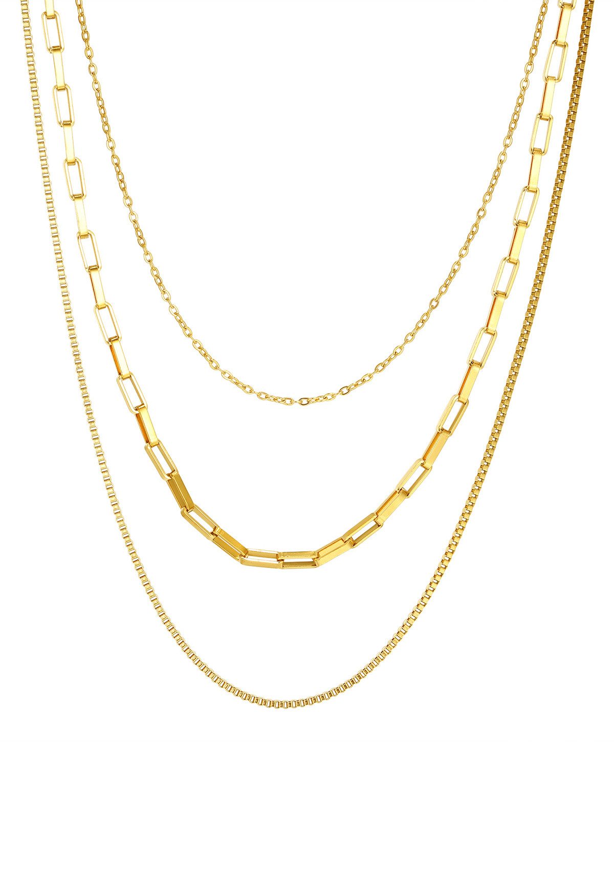 Hey Happiness Statementkette Triple Chic Geo, Damen Layer Gliederkette, Rol günstig online kaufen