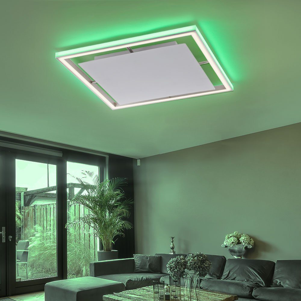 Warmweiß, verbaut, fest Wohnzimmerleuchte silber LED LED-Leuchtmittel Deckenleuchte, etc-shop Neutralweiß, Deckenlampe