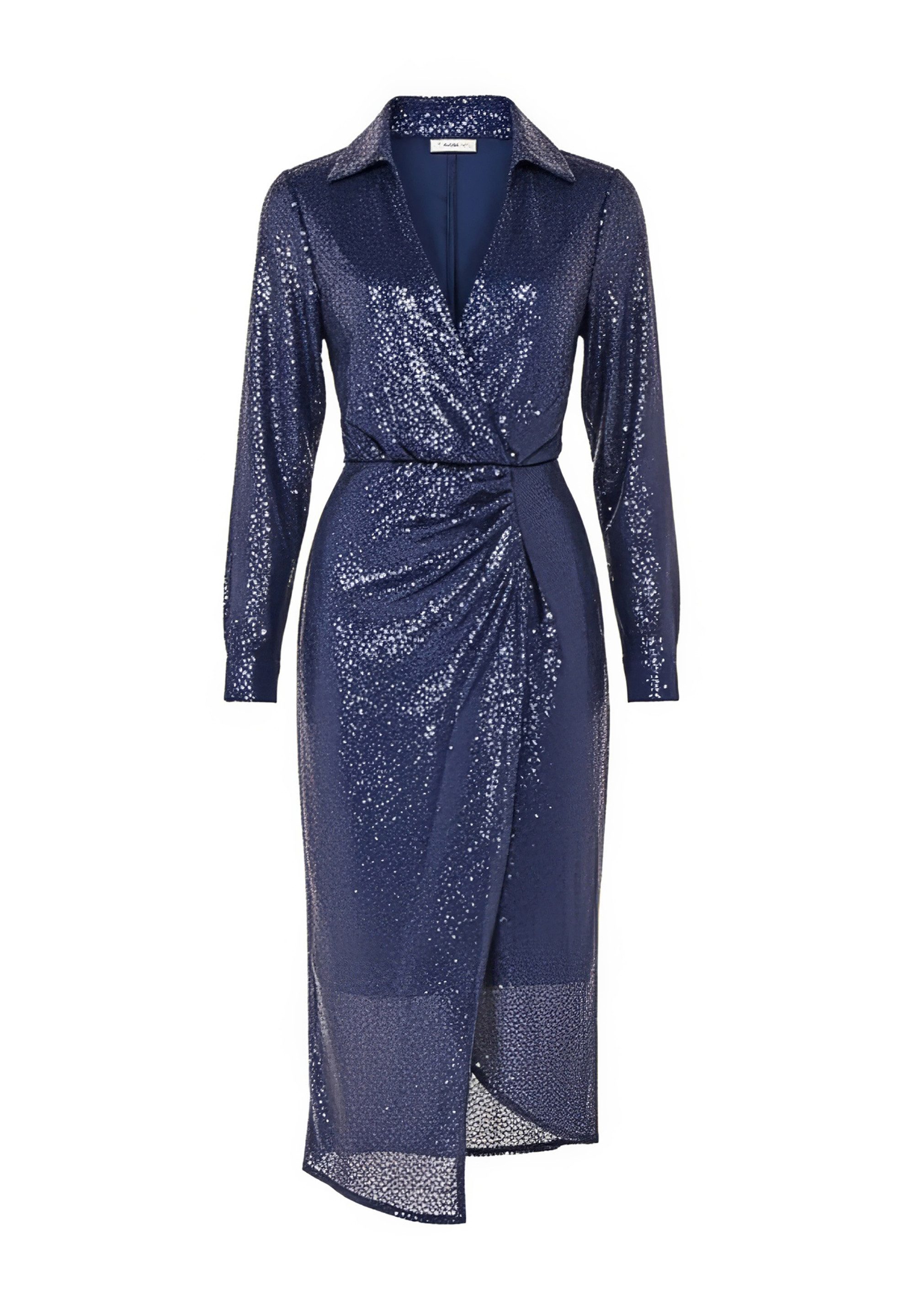 Goddiva Midikleid Sequin Front Split Shirt Dress knielang, V-Ausschnitt, la günstig online kaufen