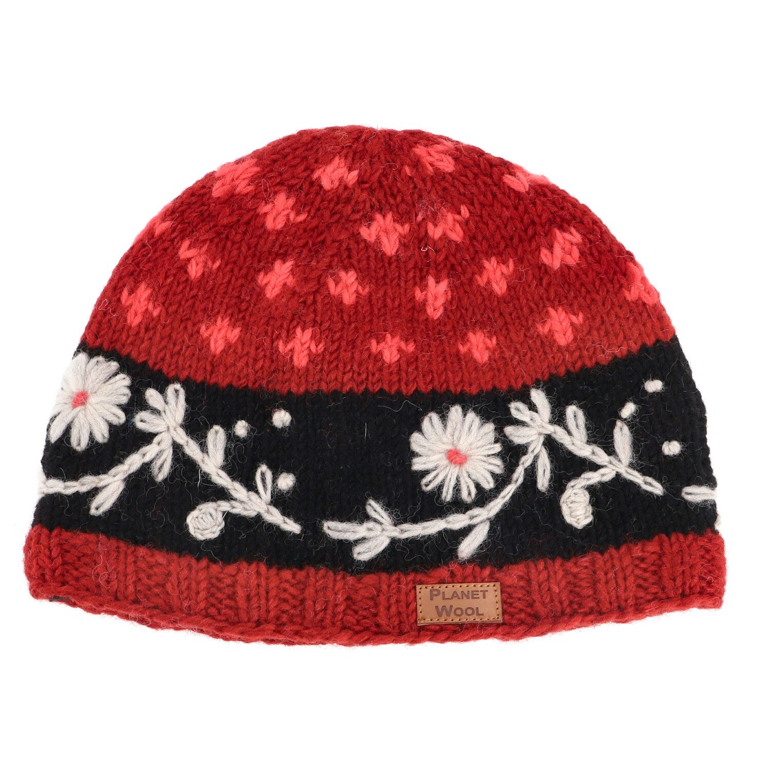 Guru-Shop Strickmütze Kurze Beanie Mütze, bestickte Strickmütze,..