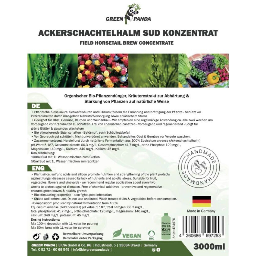 GreenPanda Pflanzenstärkungsmittel Acker-Schachtelhalm Jauche/Sud - Bio Dünger, Kanister, 1-St., 3 Liter Naturdünger!