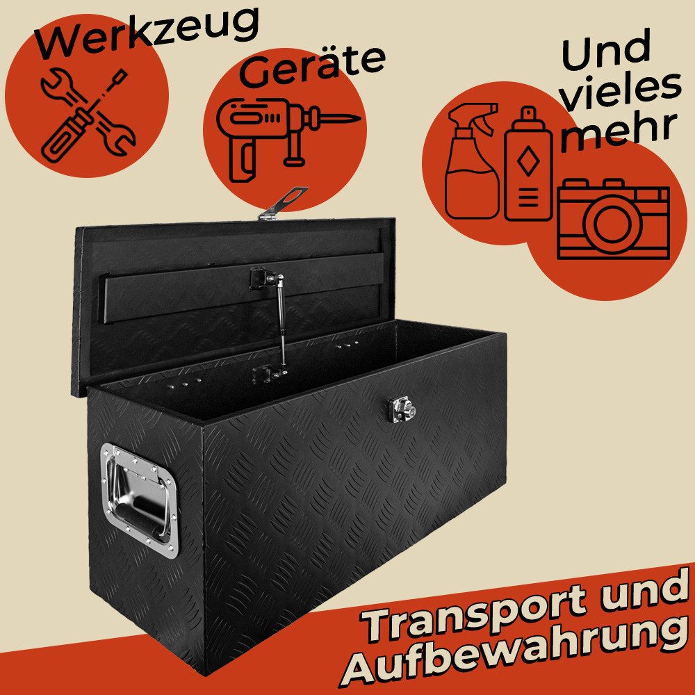 Trucky Anhänger-Deichselbox Deichselbox Werkzeugkasten Truckbox Alu Box Transportbox D080 Schwarz