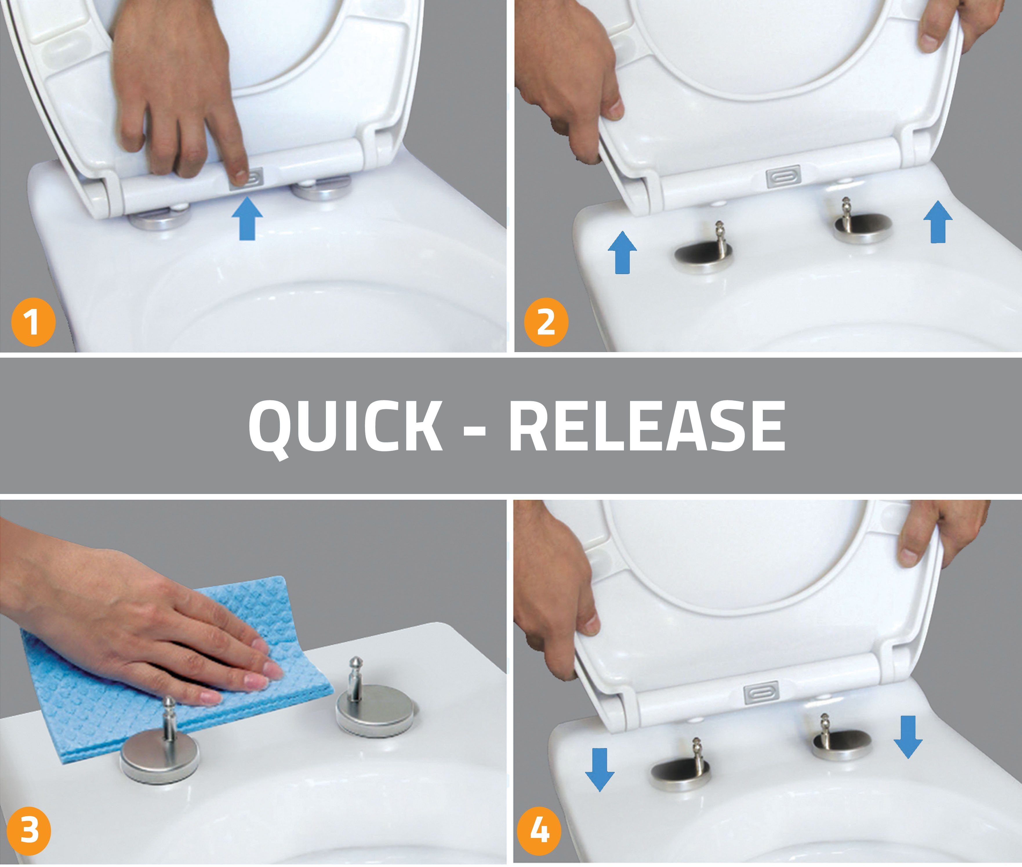 Aqua Bagno WC-Sitz Aqua Bagno, WC Sitz mit Absenkautomatik, antibakterieller und abnehmb