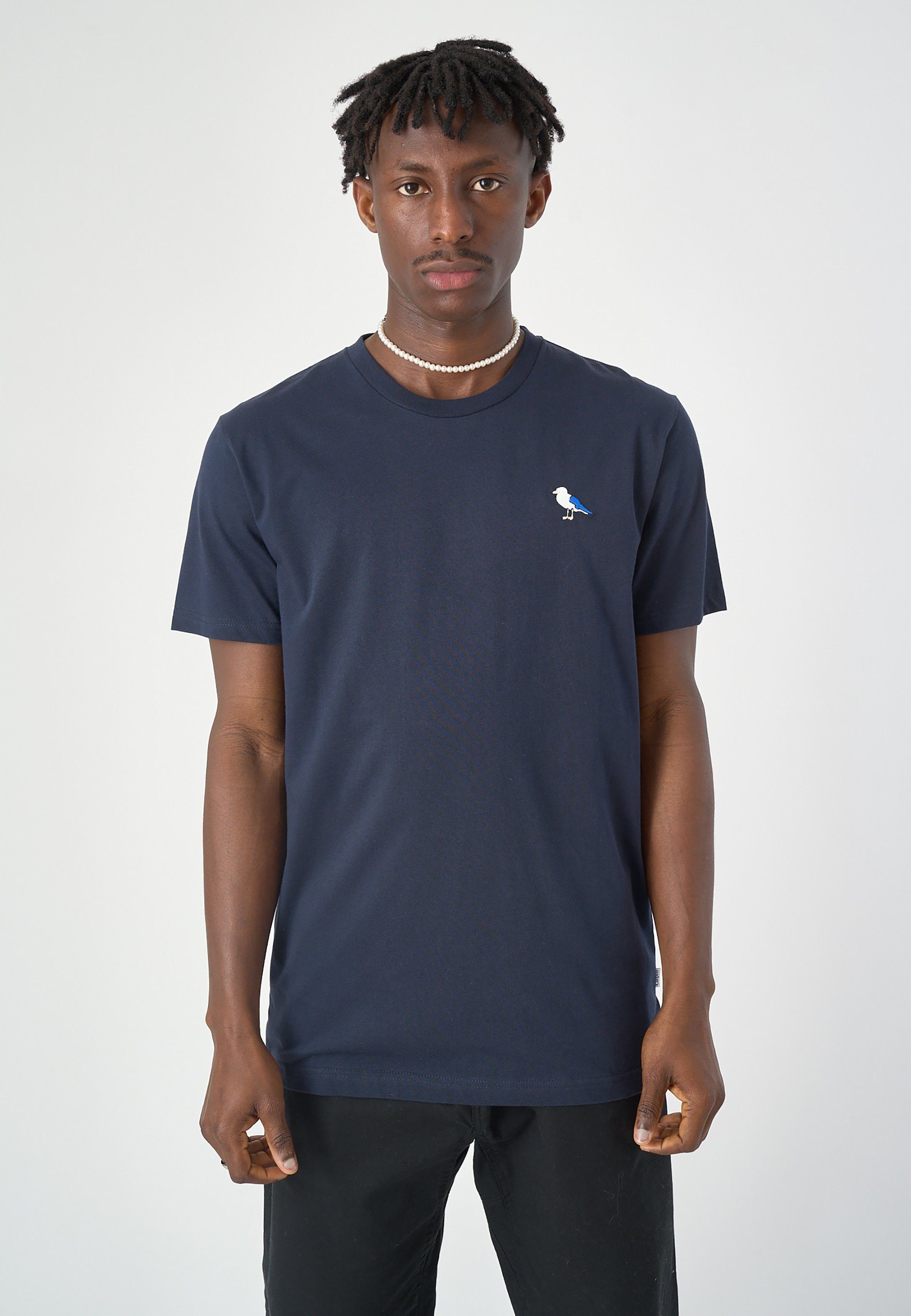 T-Shirt mit Gull-Stickerei Gull Embro dunkelblau (1-tlg) Cleptomanicx