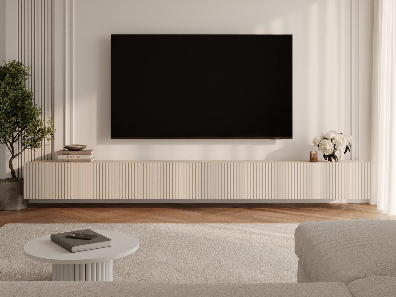 GrainGold TV-Schrank Kioto (Set, TV-Schrank) Soft-Closing-System, Breite 300 cm, für das Wohnzimmer