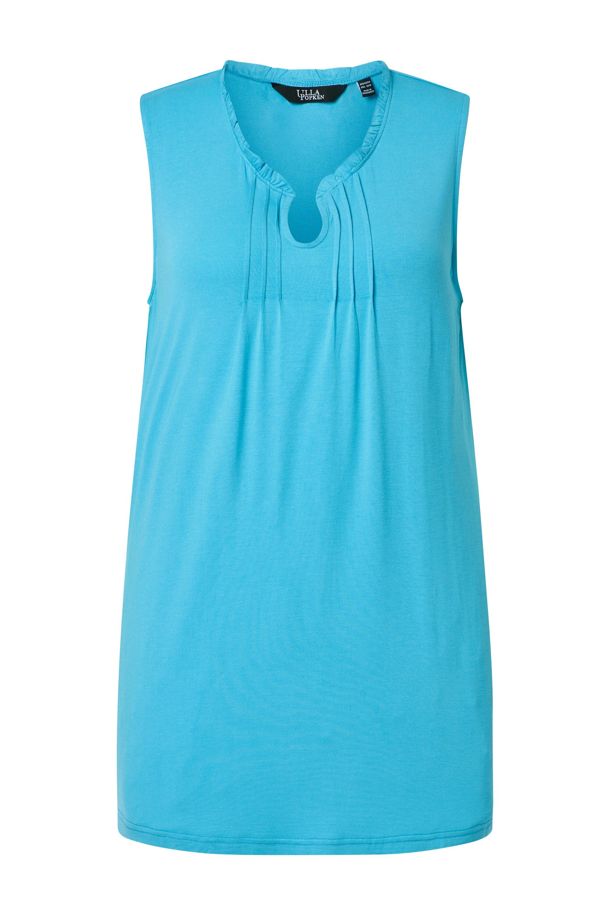 Ulla Popken Longtop Longtop Biesen Stehkragen V-Ausschnitt ärmellos