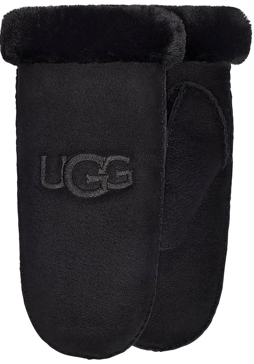 BLACK EMBROIDER UGG UGG Lederhandschuhe MITTEN SHEARLING W