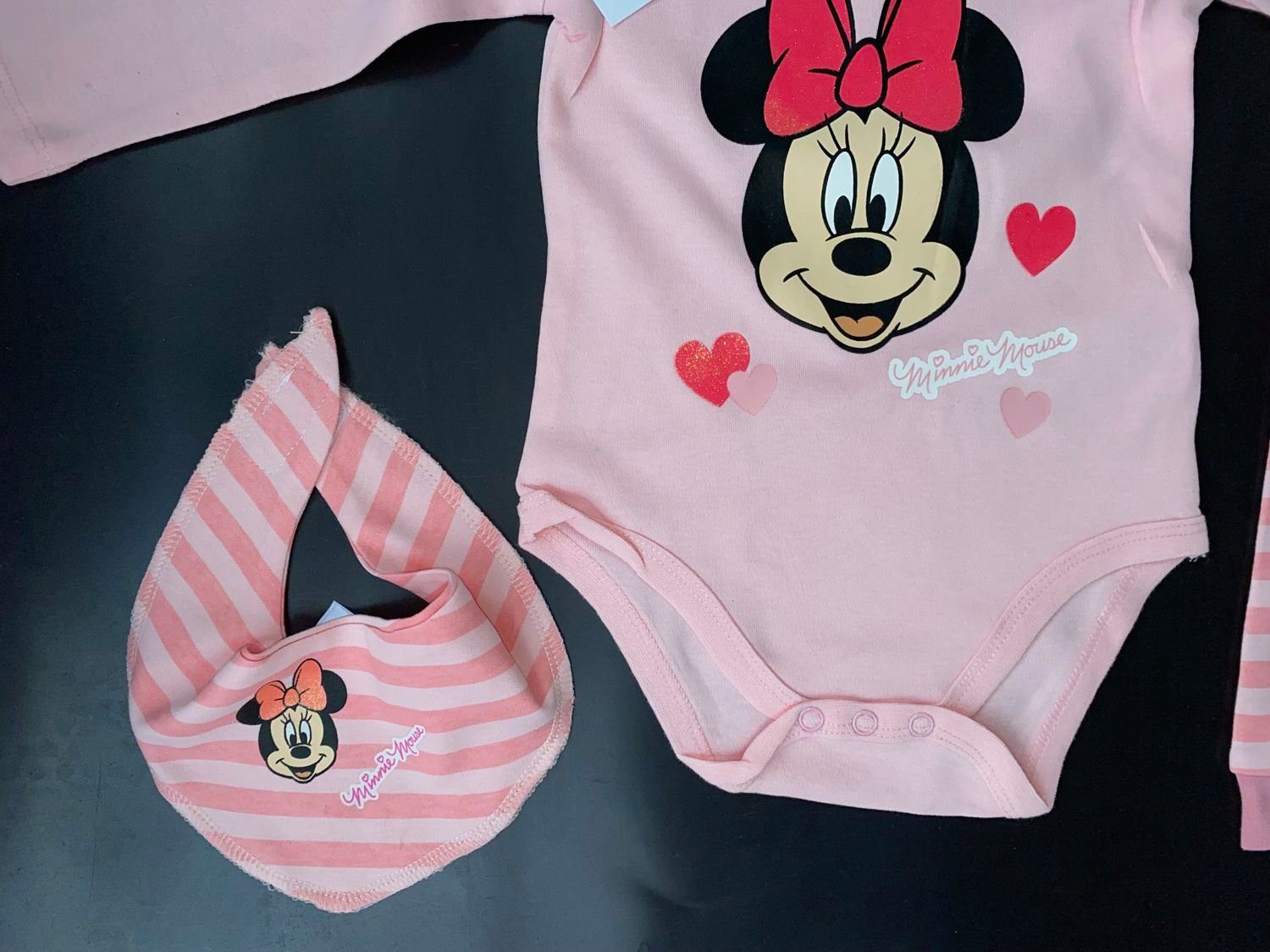 Baby Erstausstattung Disney Set 3 Teile Body Strampler Latz Minnie Mouse 